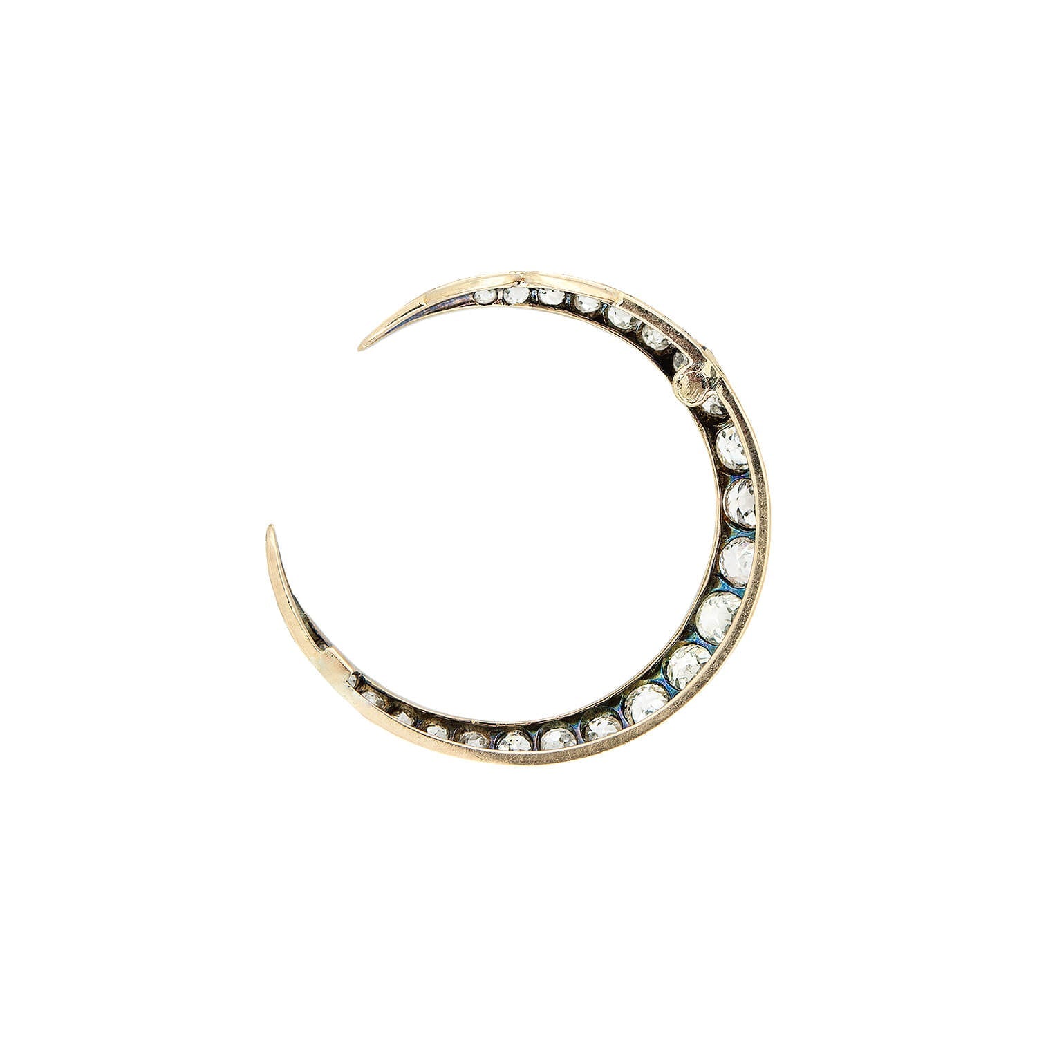 Victorian Style 18K Gold & Sterling Silver Old Mine Cut Diamond Crescent Moon Pendant Necklace - 3 Carat Total Weight (3ctw) - Perfect for Vintage Lovers, Bridal Jewelry & Special Occasion Gifts