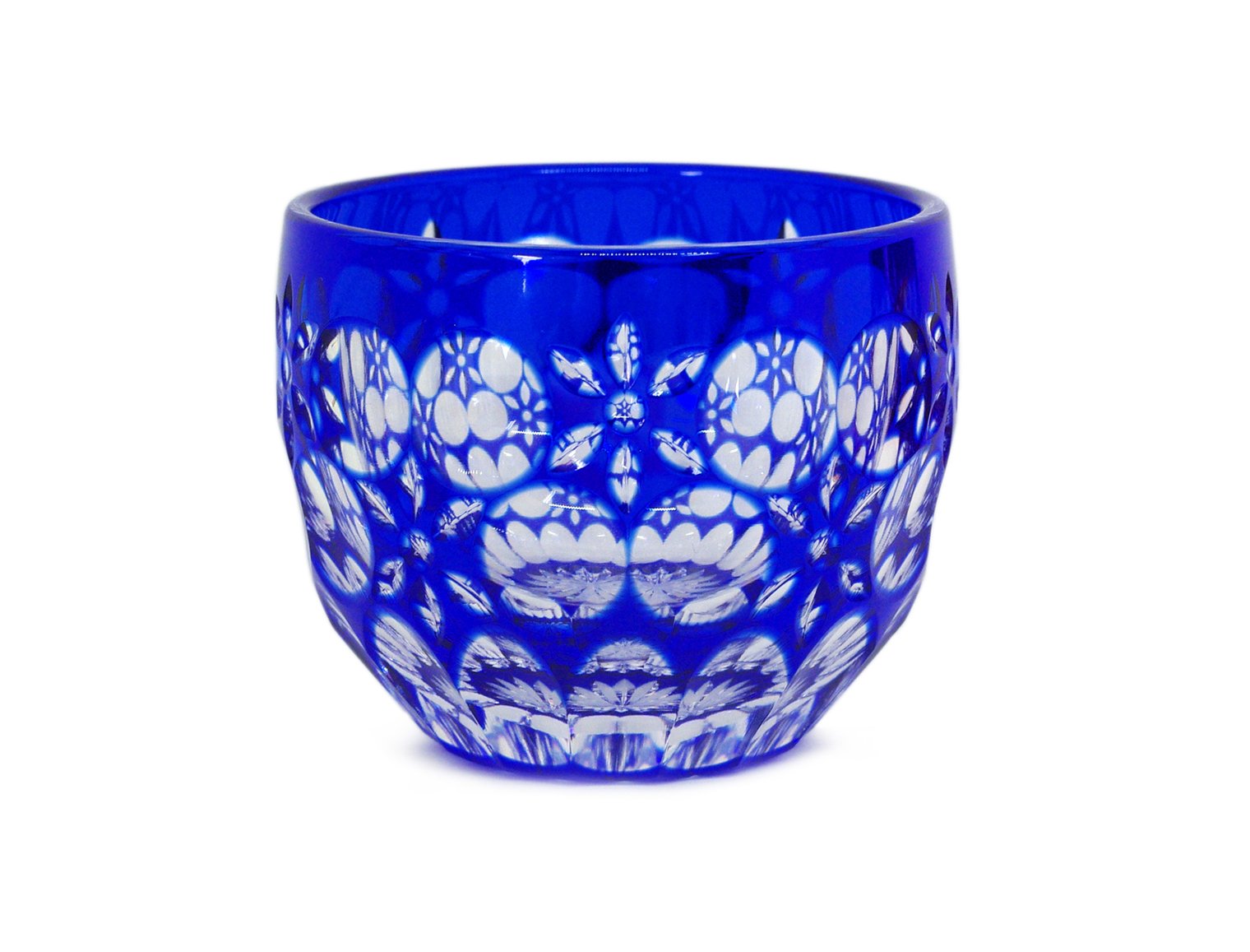 Premium Edo Kiriko Cut Glass - Authentic Japanese Traditional Craft in Elegant Gift Box, Kaleidoscope Design (Ultramarine Blue) - Perfect for Home Decor, Unique Gifts & Cultural Collectibles
