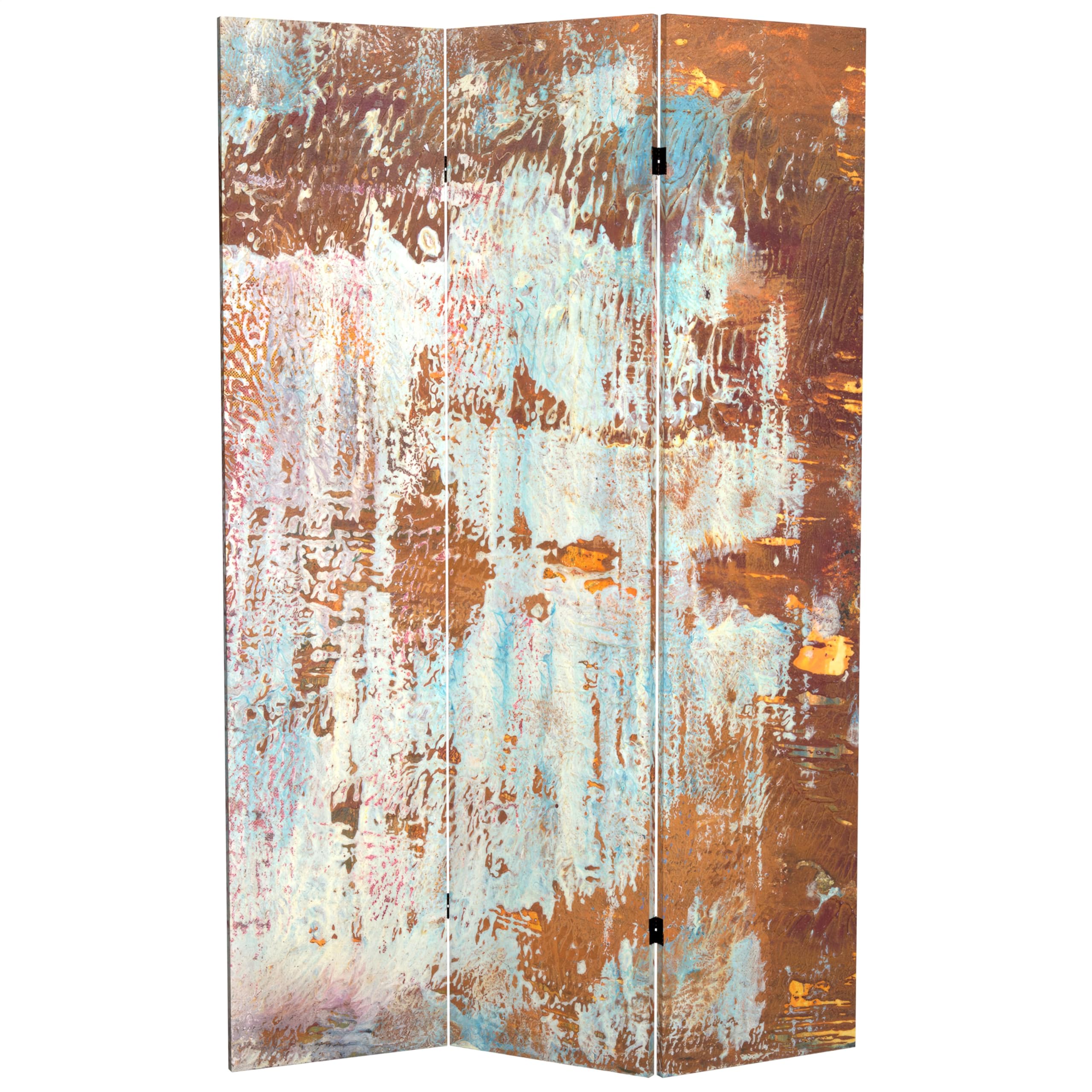 6 ft. Tall Double Sided Rust Canvas Room Divider - Red Lantern Design for Home Decor, Office Partition & Event Backdrop | Multicolor Folding Screen for Living Room, Bedroom & Wedding Decorations