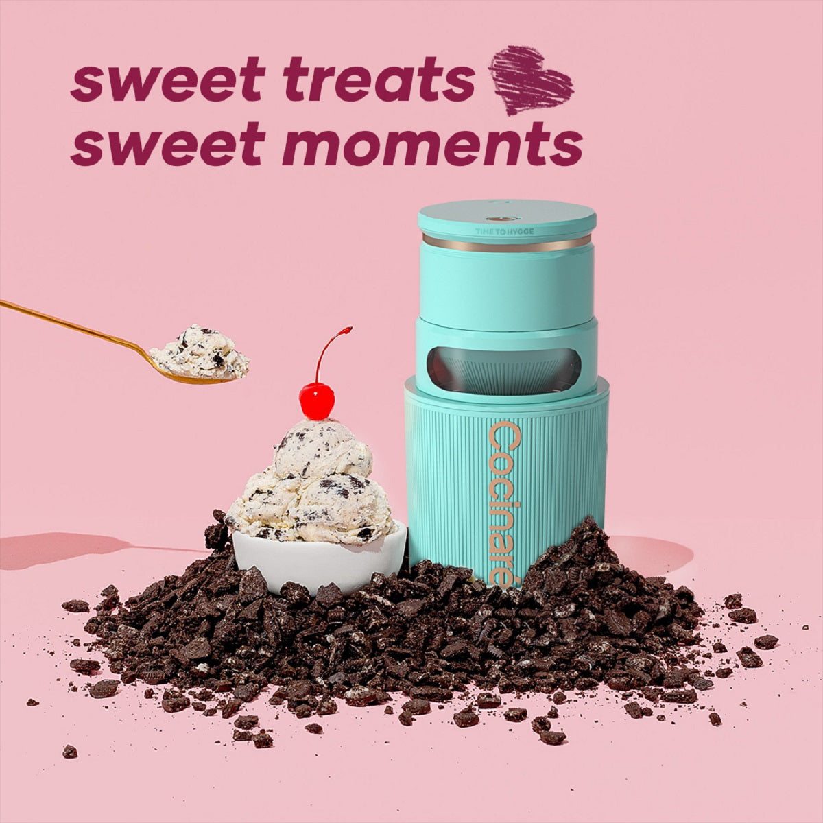 Cocinare CICM 301 KRUSH Wireless Portable DIY Ice Cream Maker - Perfect for Home Kitchen, Parties, and Outdoor Picnics