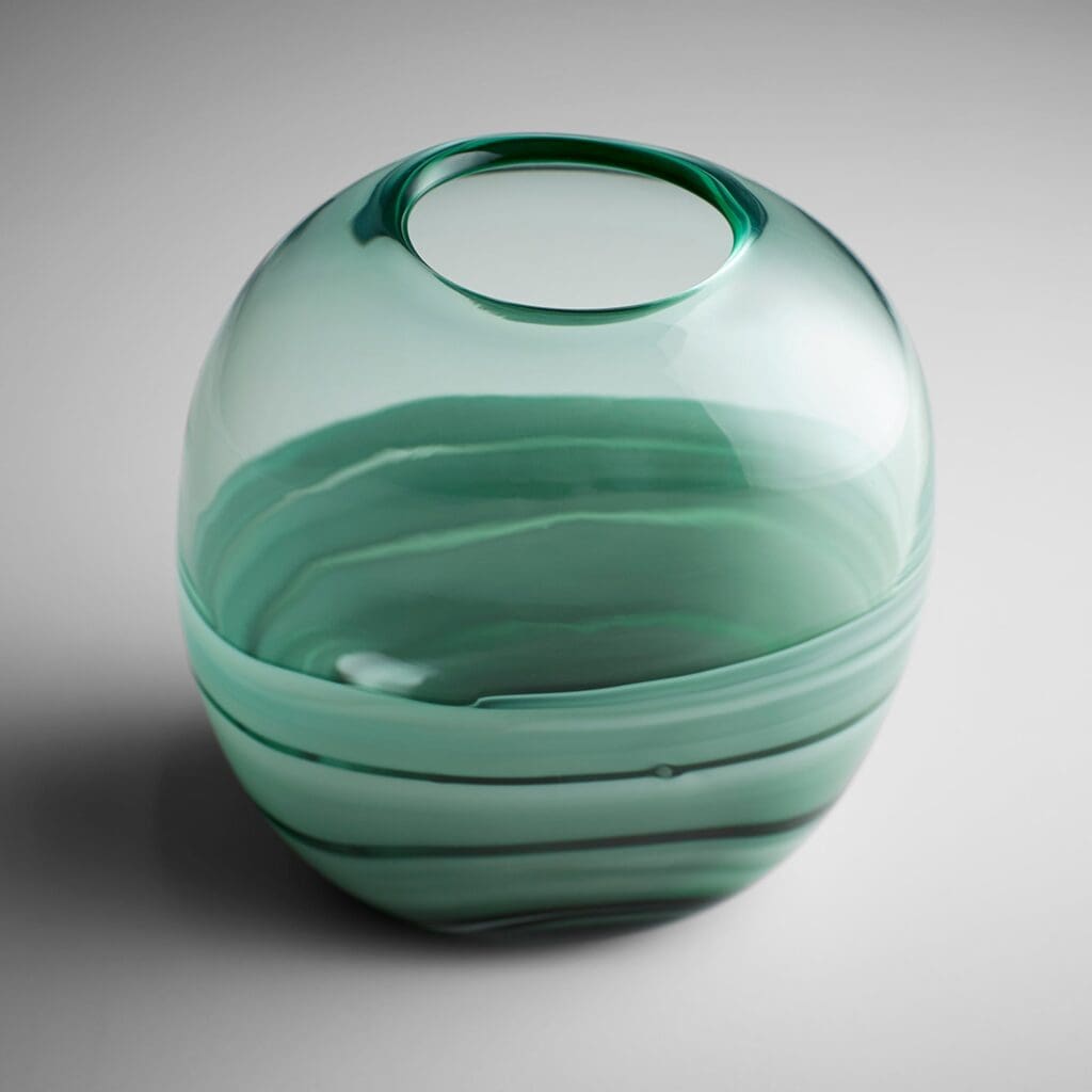 Cyan Design 10883 Torrent Vase - Green Squat Ceramic Flower Vase for Home Decor, Centerpiece, Wedding & Tabletop Arrangements