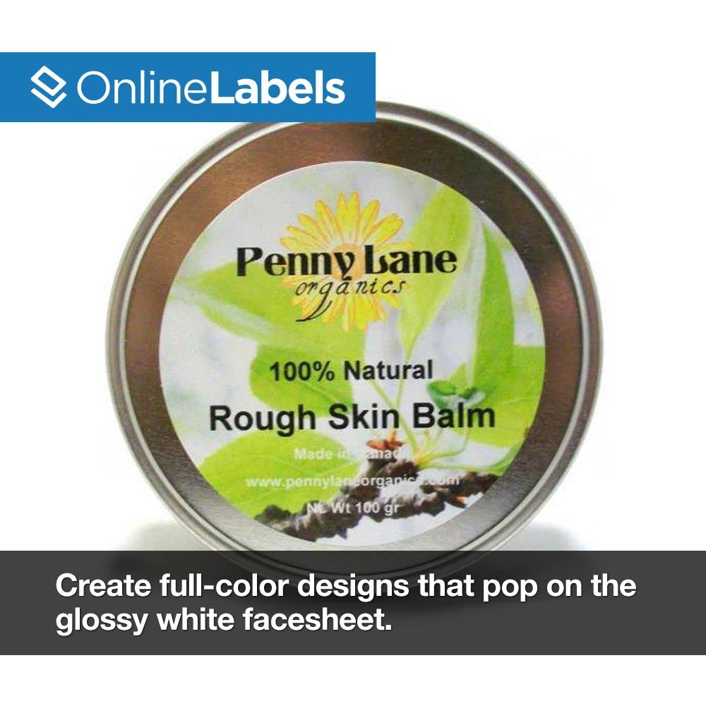 2.5 Inch Round White Gloss Labels for Laser Printers - 6,000 Circle Stickers (500 Sheets) - Perfect for Address Labels, Jar Labels & Craft Projects - OnlineLabels
