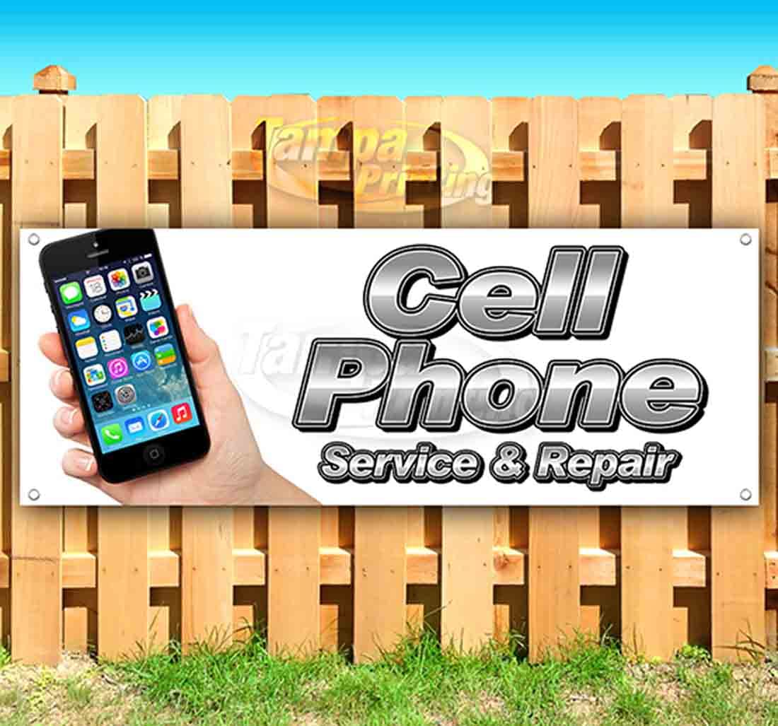 Premium 13 oz Heavy-Duty Vinyl Cell Phone Service & Repair Banner with Metal Grommets - Durable Non-Fabric Sign for Storefronts & Business Promotions