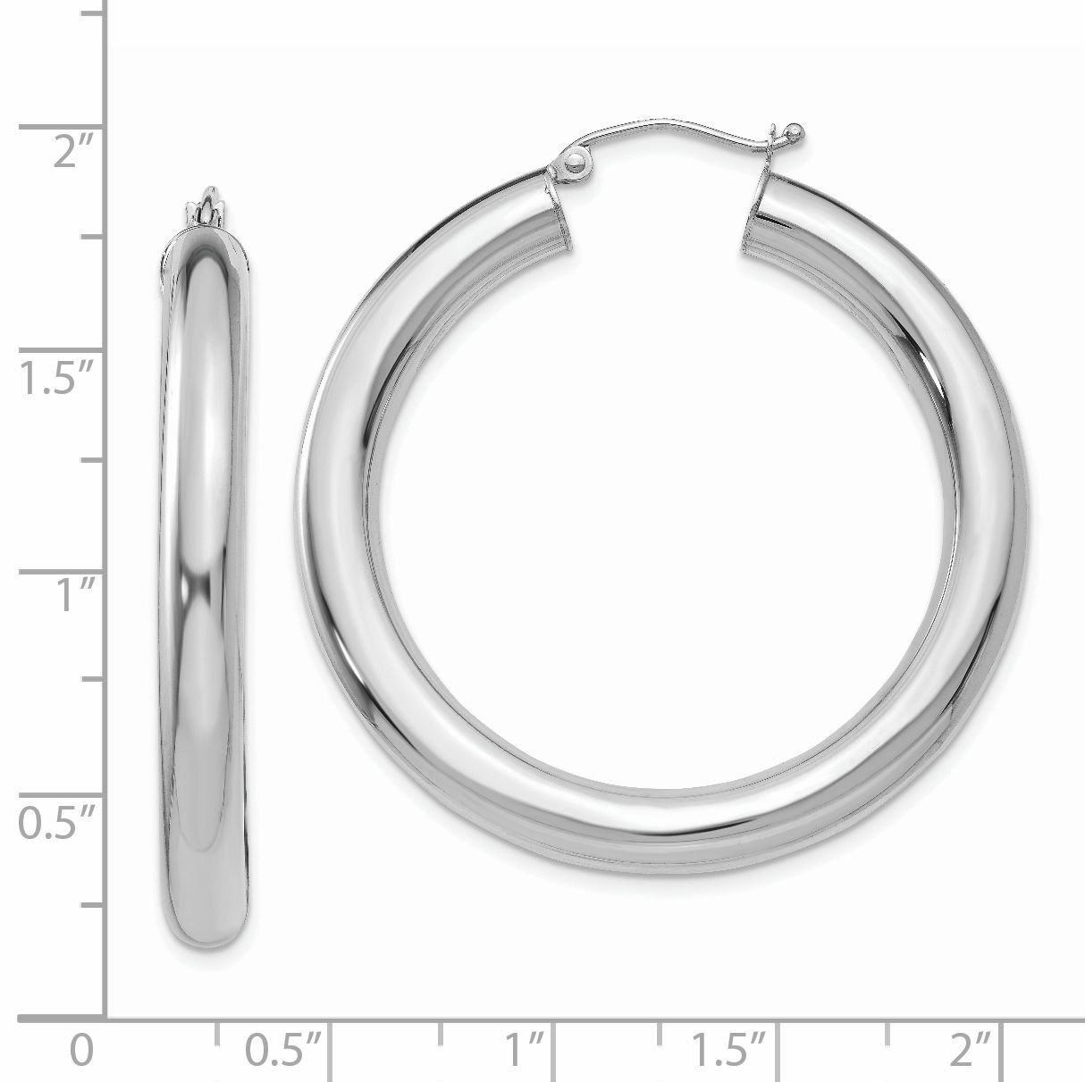 5mm Classic Lightweight Hoop Earrings in Real 14k White Gold - Minimalist Everyday Jewelry for Women, Perfect for Work, Date Night & Special Occasions