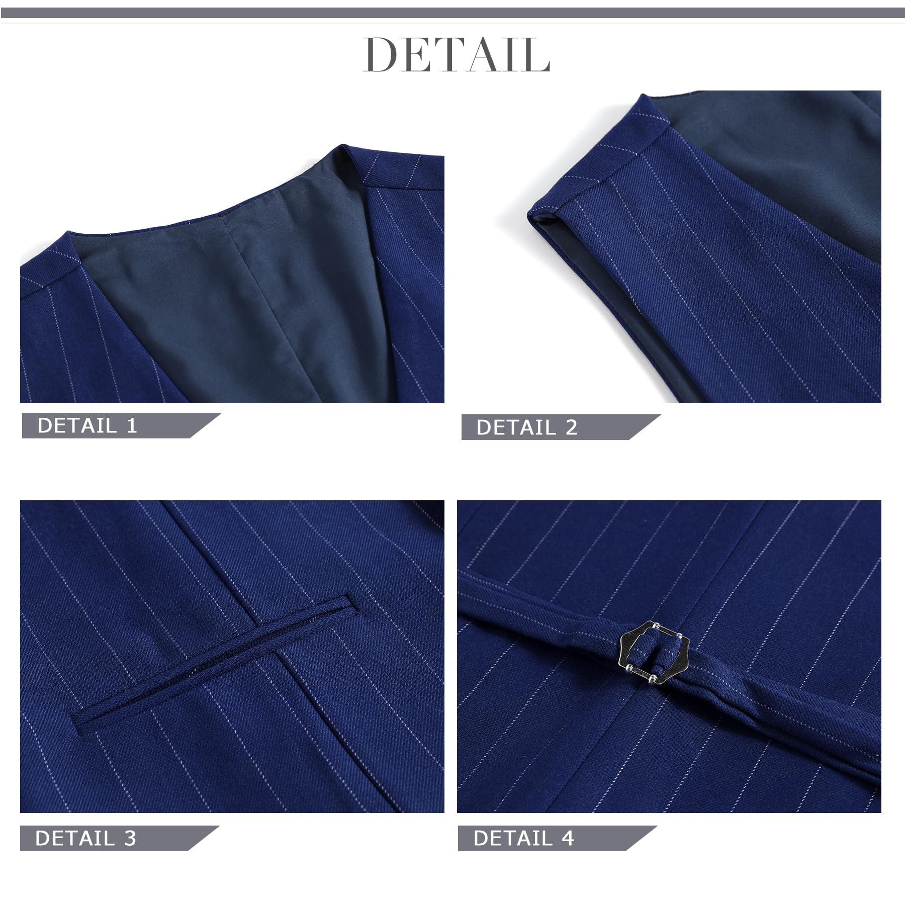 Cloudstyle Men's 3-Piece Stripe Suit Set | Slim Fit 2-Button Tuxedo Blazer with Vest & Trousers | Formal Business Attire for Weddings, Prom & Office Events