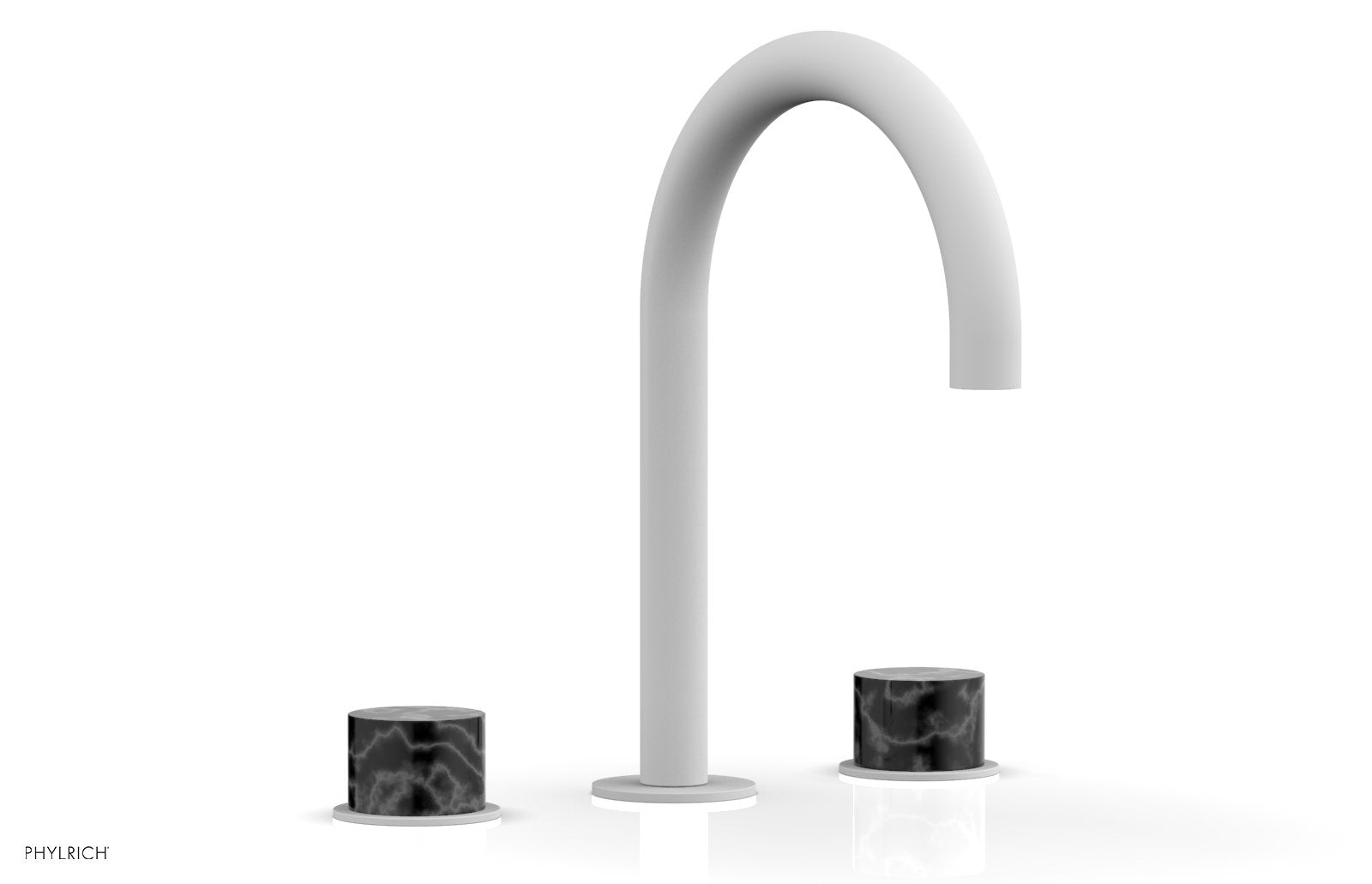 Premium BASIC II Widespread Bathroom Faucet with Black Marble Handles - 8 Inch Centerset, Matte Black Finish for Modern Vanities - Perfect for Guest Bathrooms & Powder Rooms