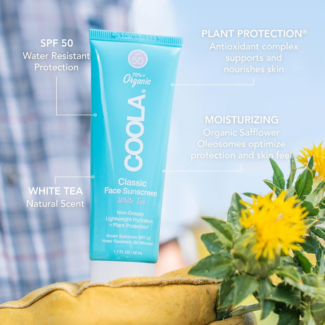 COOLA Classic Face Organic Sunscreen Lotion SPF 50 - Broad Spectrum UVA/UVB Protection, Vegan & Reef Safe, Lightweight Moisturizer for Daily Use | Perfect for Beach, Outdoor Sports & Travel