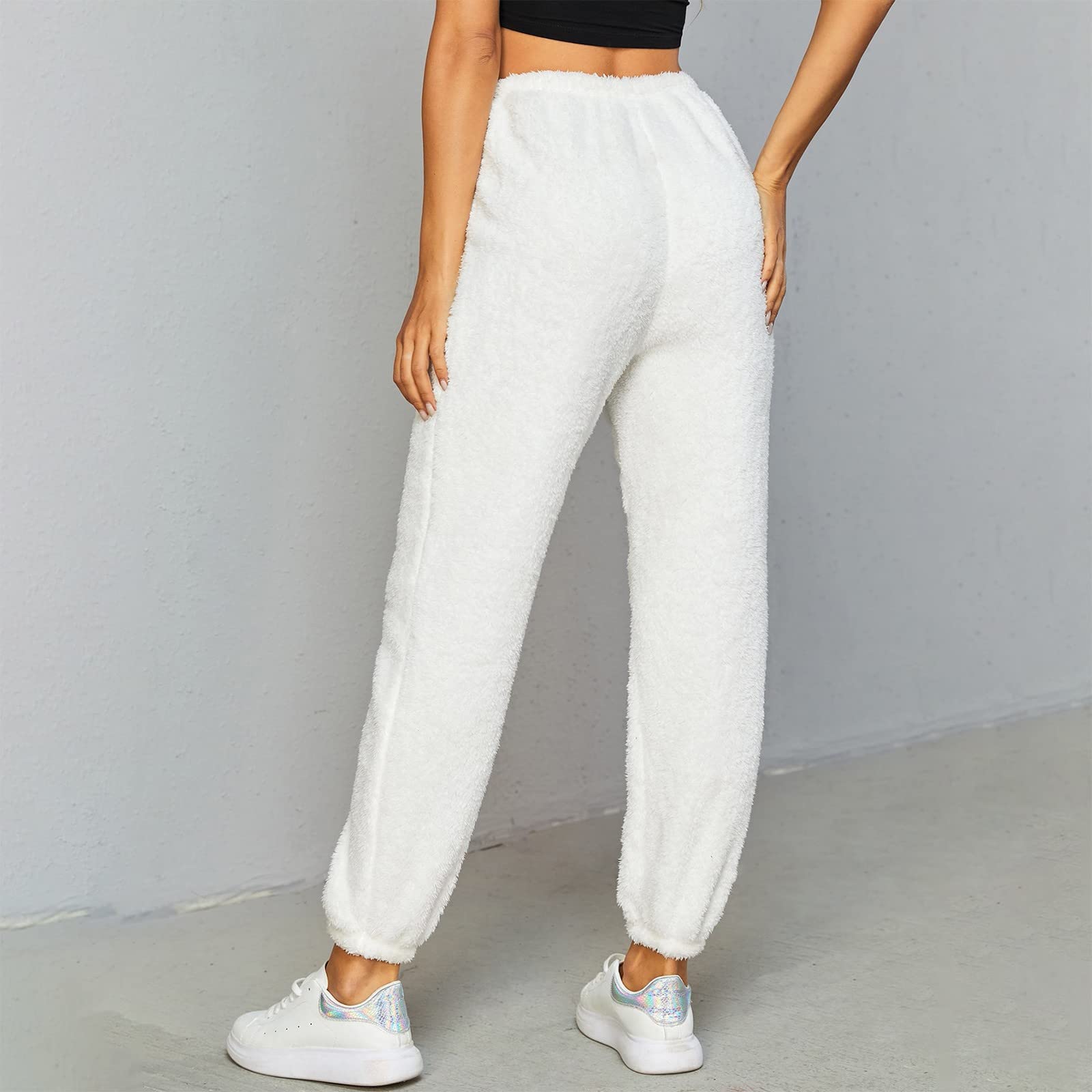 Women's Fleece Jogger Pants - Soft Plush Winter Sweatpants for Women, Loose Fit Comfy Casual Lounge Pants with Elastic Waist, Warm Cozy Home Pants for Relaxing, Sleeping & Running Errands