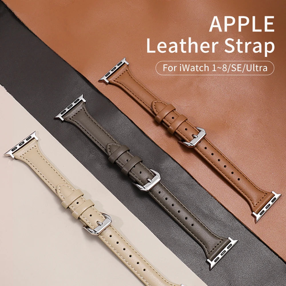 Stylish Leather Apple Watch Bands for Women & Men - Classic & Chic Bracelet Replacement Straps - Perfect for Work, Gym & Everyday Wear