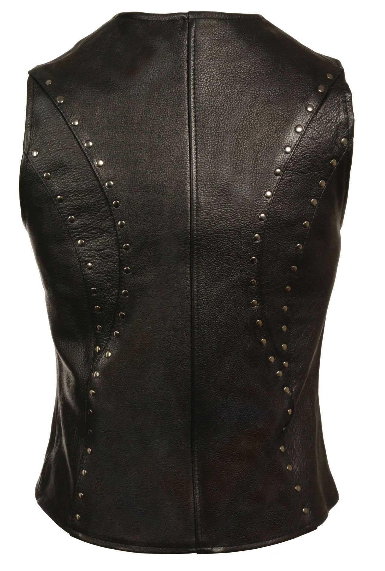Milwaukee ML2078 Women's Zipper Front Leather Motorcycle Vest with Studding Detail - Stylish Biker Jacket for Riding & Casual Wear