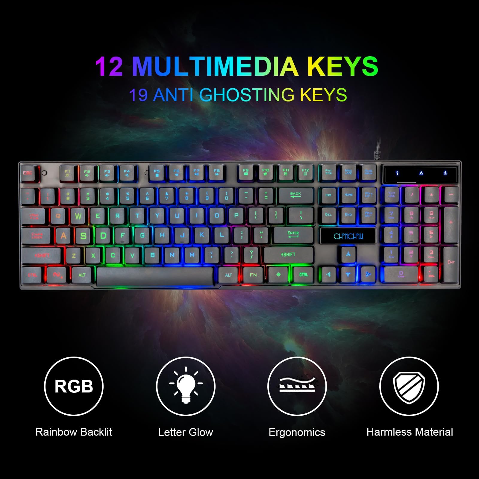 CHONCHOW RGB Gaming Keyboard, Mouse, Headset & Mousepad Combo - Wired Backlit Gaming Bundle for PC, PS4, PS5, Xbox - Perfect for Esports, Streaming & Professional Gaming Setup