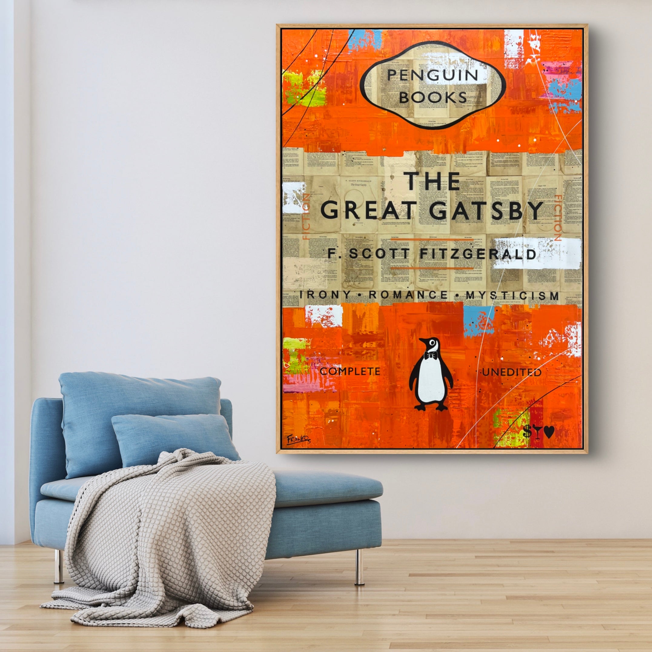 Gatsby Unedited 140cm x 100cm Urban Pop Art Canvas Painting - Perfect for Book Club Decor, Living Room Wall Art & Modern Home Office