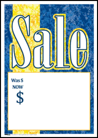 100-Pack Sale Tags - Blue & Yellow Price Labels for Retail Stores, Garage Sales & Clearance Events - Durable & Easy-to-Write Merchandising Tags