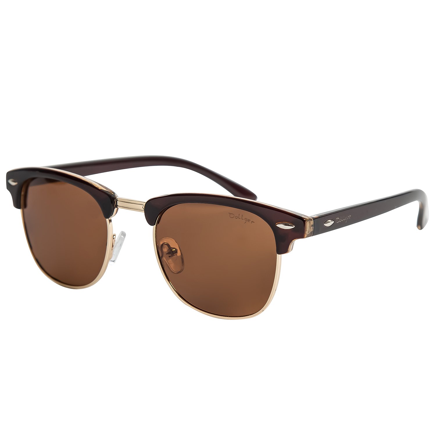 Polarized Browline Sunglasses for Men & Women - Classic Semi-Rimless Retro Frame - UV 400 Protection - Perfect for Driving, Beach & Outdoor Activities