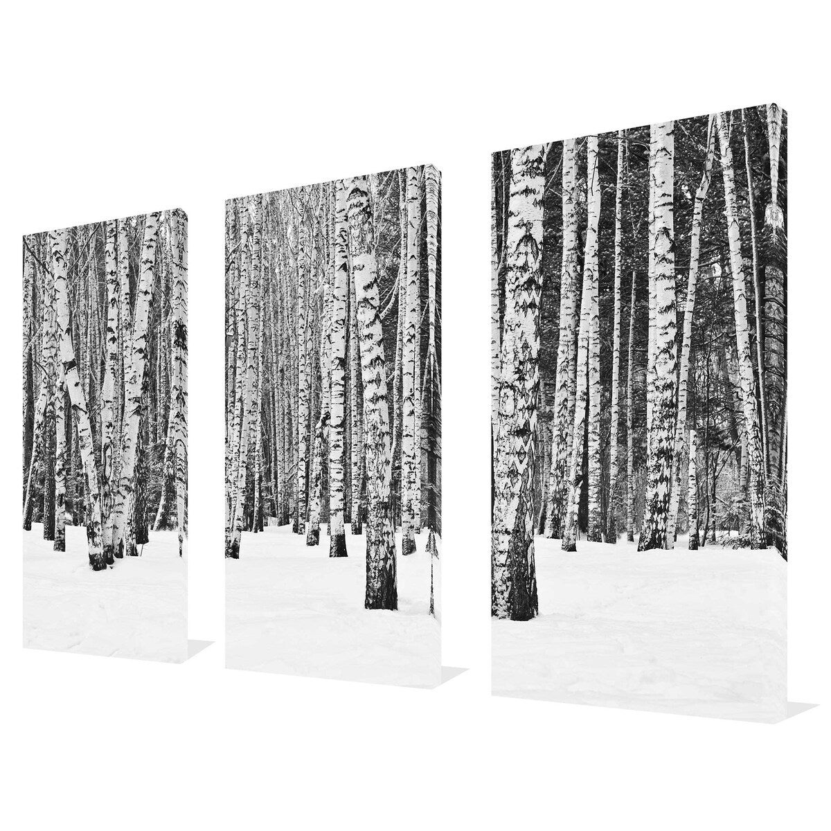 Birch Trees in Winter 3-Piece Canvas Wall Art Set - Stunning Winter Landscape Decor for Living Room, Bedroom & Office