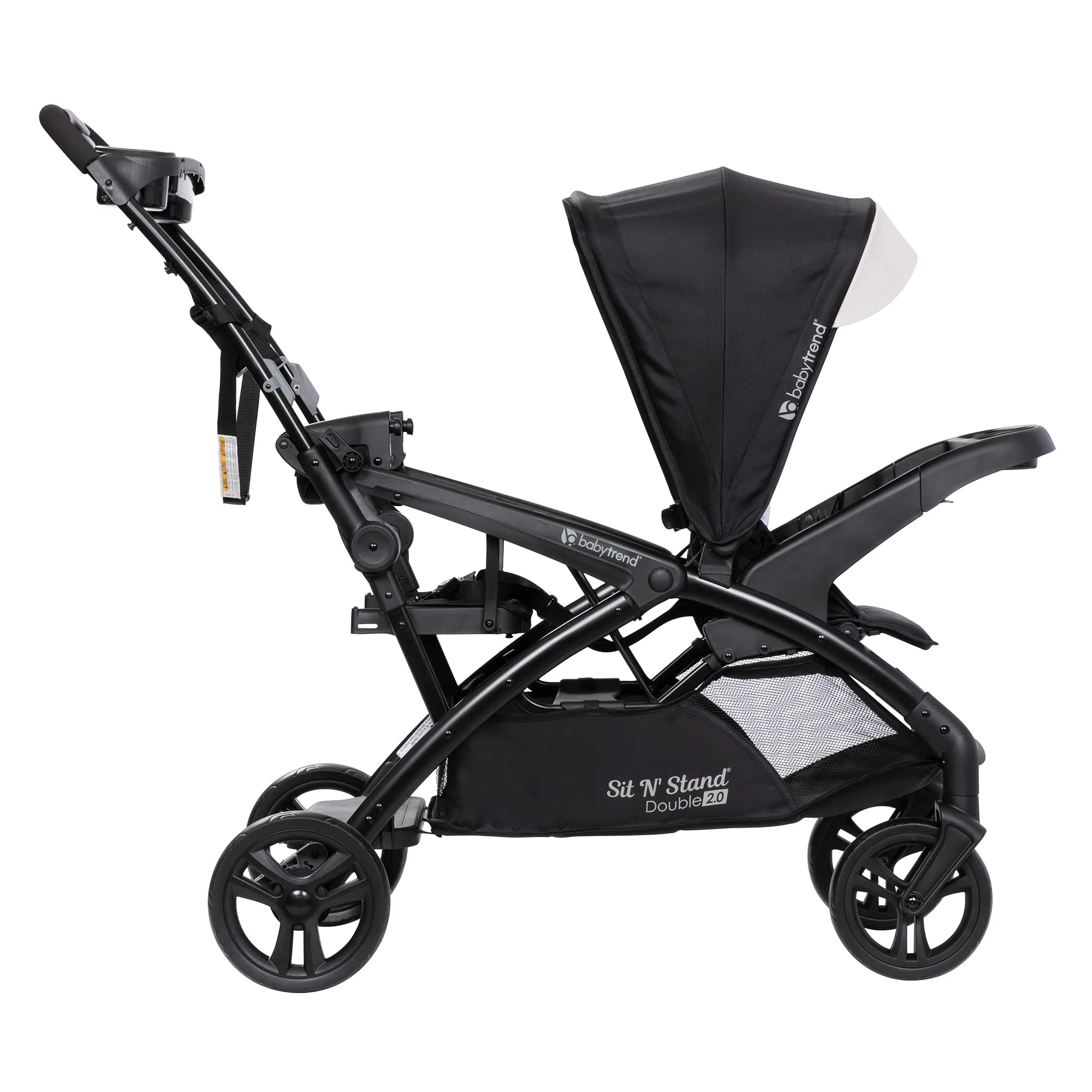 Baby Trend Sit N' Stand Tandem Double Stroller 2.0 DLX - 5-Point Safety Harness, Adjustable Canopy, Large Storage Basket & Cup Holders - Modern Khaki - Perfect for Twins, Siblings or Infant & Toddler Duo - Ideal for Shopping, Travel & Daily Walks