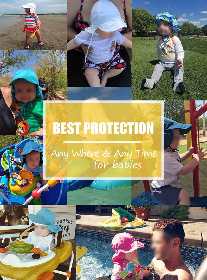 EVAbaby UPF 50+ Sun Protection Hat for Boys & Girls - UV Protective Swim Cap with Neck Flap & Adjustable Drawstring - Perfect for Summer, Beach, Pool, and Outdoor Activities