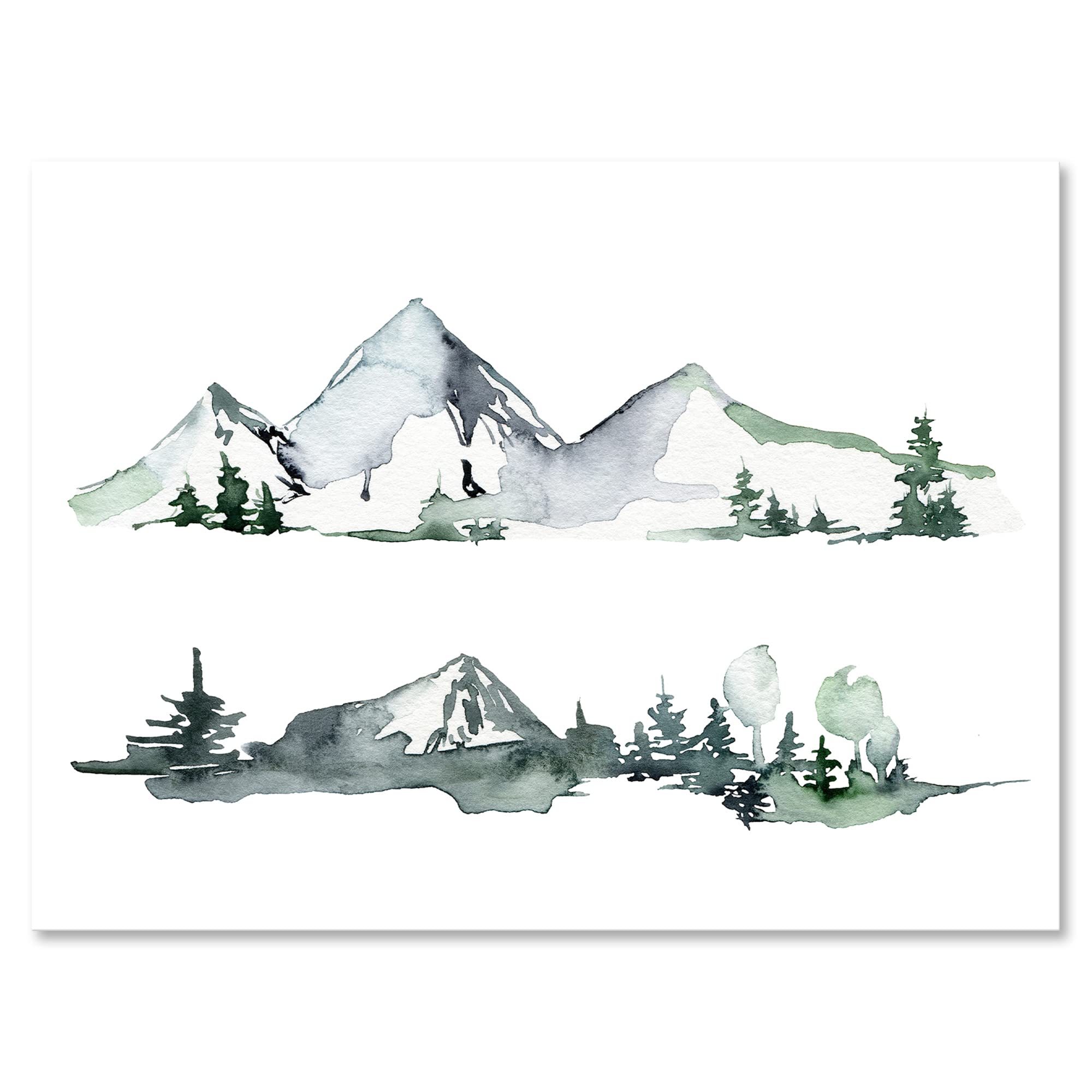 DesignQ Winter Dark Blue Mountain Landscape With Trees II Modern Canvas Wall Art - Premium Home Decor for Living Room, Bedroom & Office - Nature Inspired Wall Painting for Cozy Interior Design