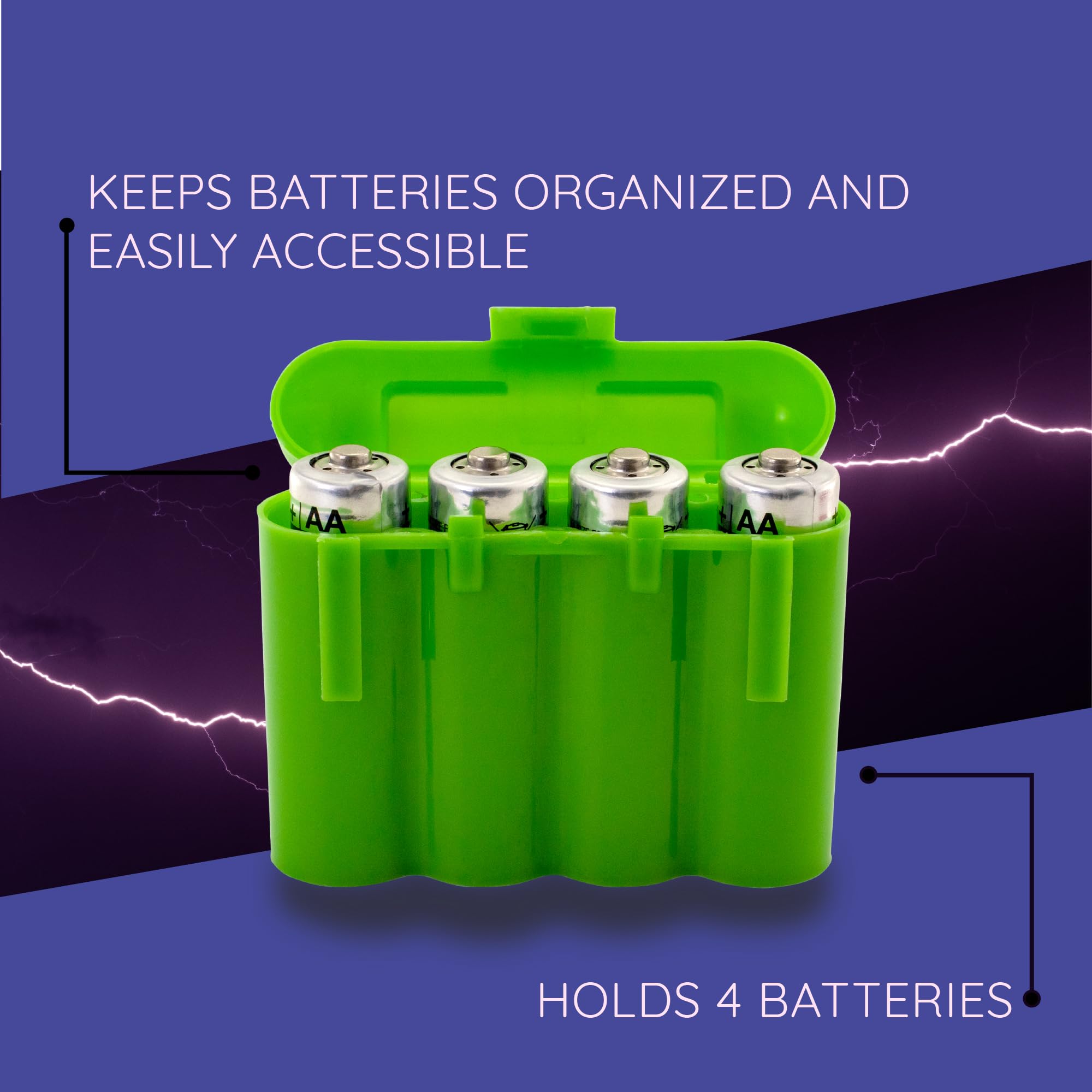 30 Pack AA AAA Battery Holder - Green Plastic Storage Case for Organizing Batteries - Perfect for Home, Office, Travel & Emergency Kits