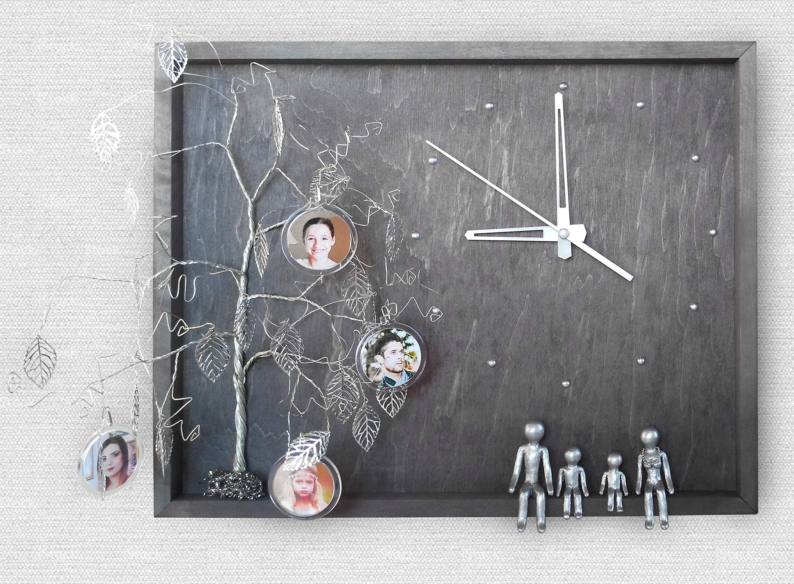 Personalized 17x12 Wall Clock - Custom Anniversary, Wedding & Family Gifts for In-Laws, Grandmother (Silver/Steel/Tin/Aluminum/Iron) - Perfect for Living Room, Bedroom & Home Decor