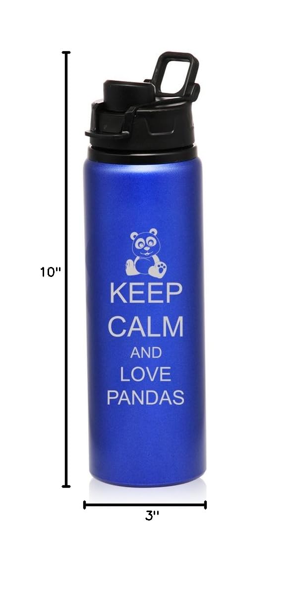 25 oz Aluminum Sports Water Bottle - Insulated Travel Mug with Leak-Proof Lid - Keep Calm & Love Pandas Design - Perfect for Gym, Hiking, Camping & Outdoor Activities
