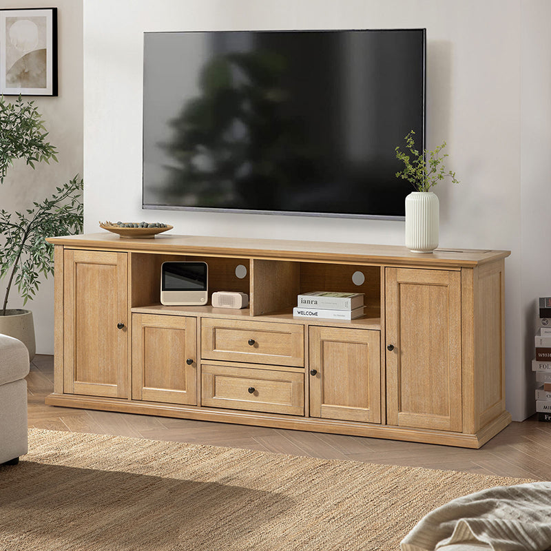 Edenia Traditional TV Stand with Built-in Outlets - Entertainment Center with Storage Shelves for Living Room, Bedroom & Home Theater Setup