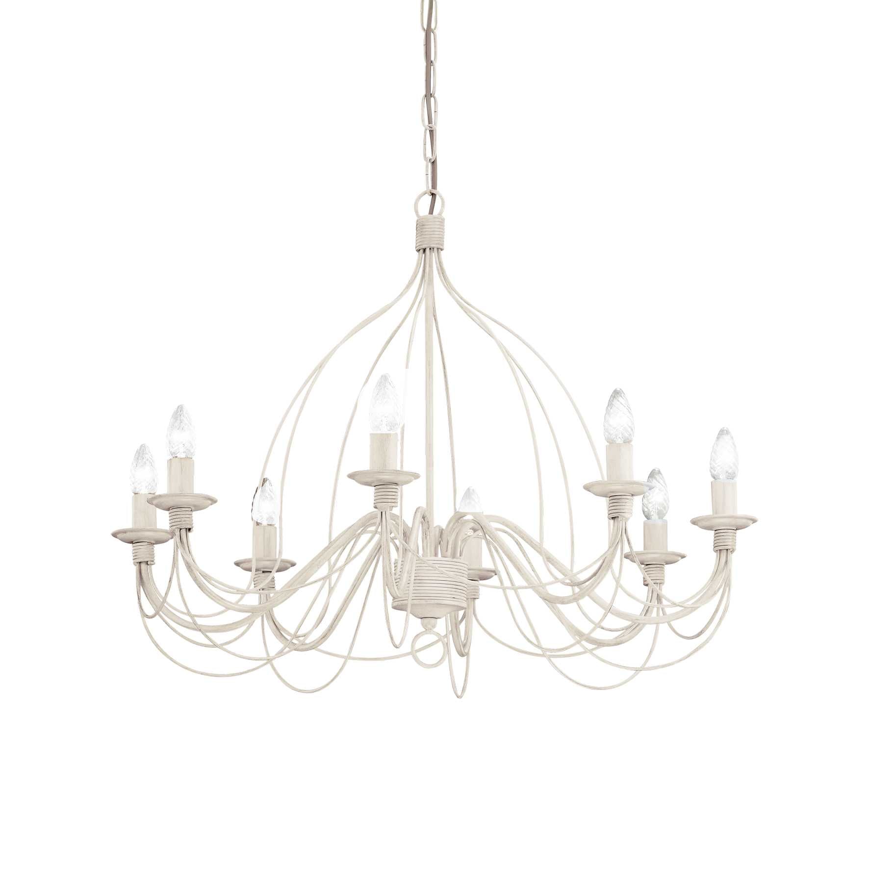 5/8/12 Light Chandelier in White & Rust Finish - Elegant Dining Room & Bedroom Lighting Fixture