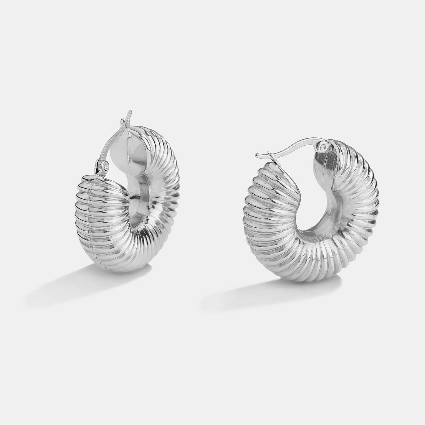 18K Gold Plated Spiral Hoop Earrings for Women - Chunky Statement Jewelry | JDE138 | Perfect for Parties, Weddings & Everyday Wear