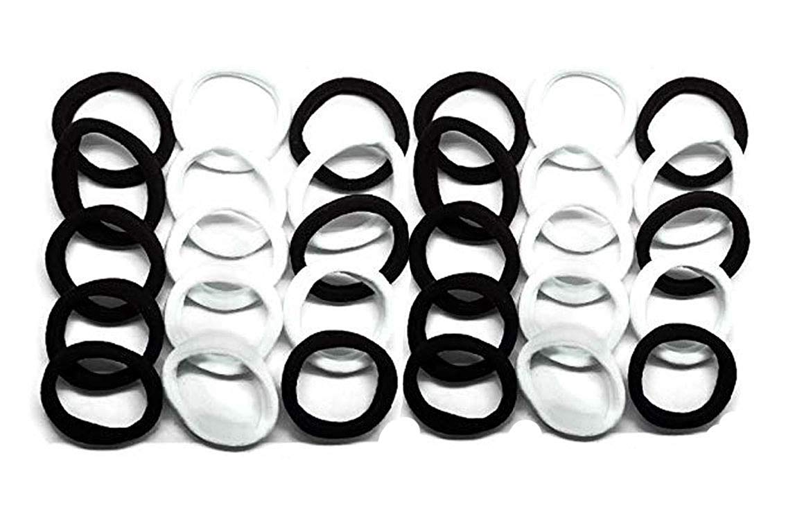 Ma Gayatri Traders Women's Elastic Hair Bands - Black & White Hair Ties (Pack of 30) - Perfect for Ponytails, Braids & Everyday Hairstyles