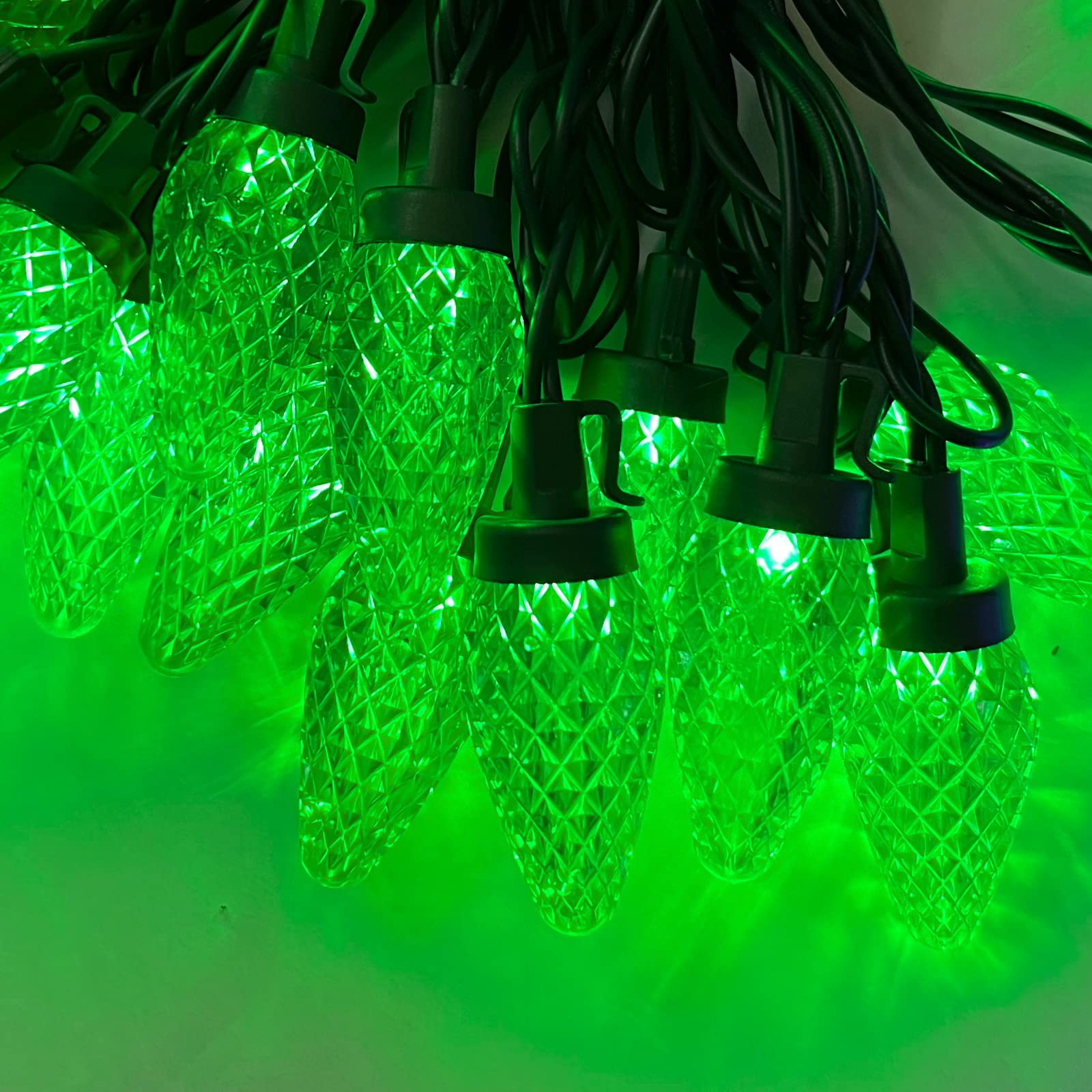 FOMOMDI C9 Christmas Lights - 50 LED 33FT Outdoor String Lights with Green Wire, Warm White & Multicolor Options - Perfect for Roofline, Patio, Garden & Holiday Decorations - Waterproof for Year-Round Outdoor Use