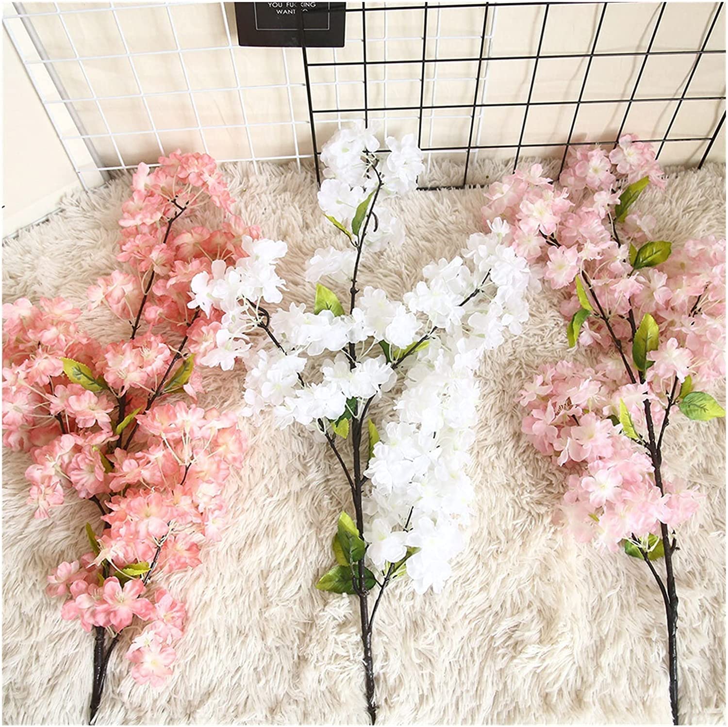 Artificial Cherry Blossom Flowers - Fake Silk Floral Arrangement for Wedding Centerpieces, Home Decor, Wall Hanging & Bonsai Display - Pink Spring Blossom Branches for Indoor/Outdoor Decorations (Set of 6)