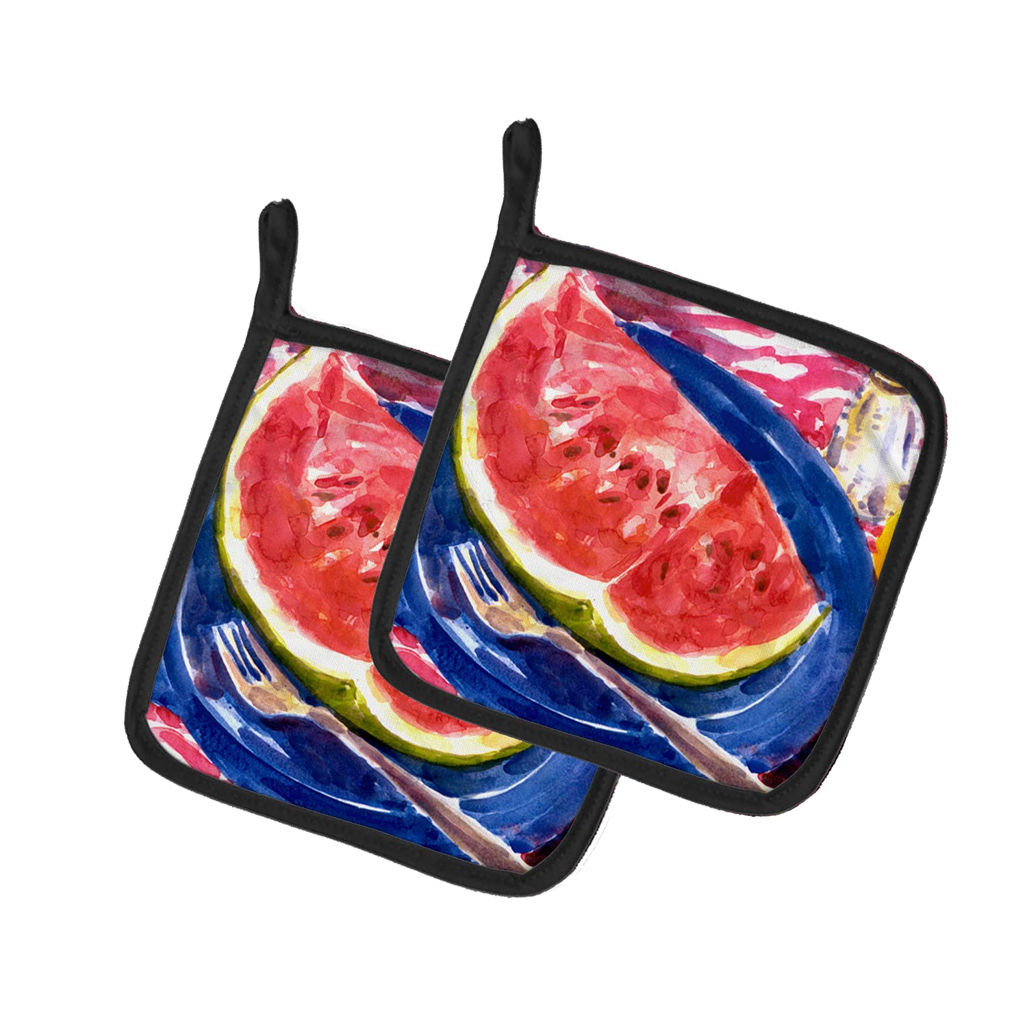 Caroline's Treasures 6028PTHD Watermelon Design Heat Resistant Pot Holders Set - 7.5
