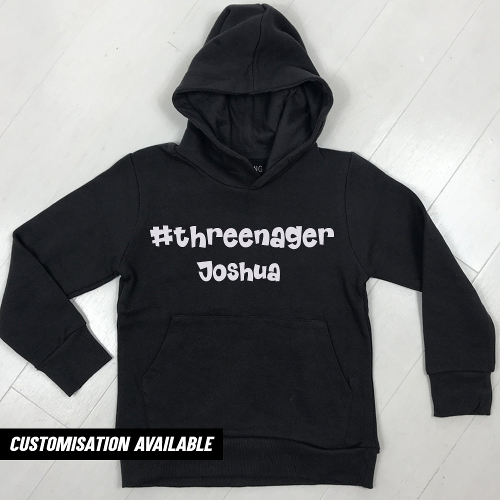 Threenager Hoodie - MRK X Collection | Trendy Kids Pullover for Toddlers & Preschoolers | Perfect for Playdates, School & Family Outings