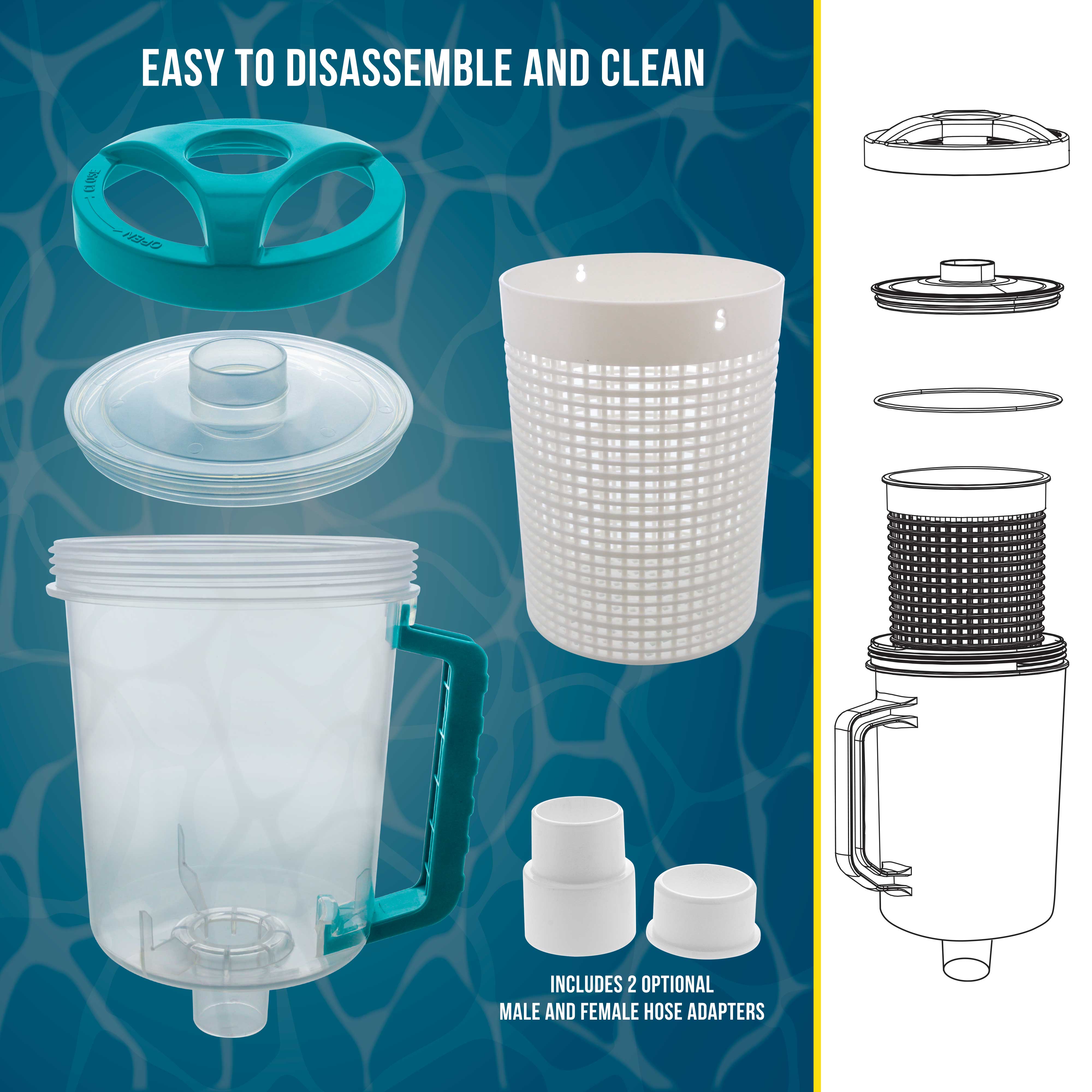 U.S. Pool Supply® Professional Inline Pool Leaf Canister with Plastic Mesh Filter Basket - Fits 1.5