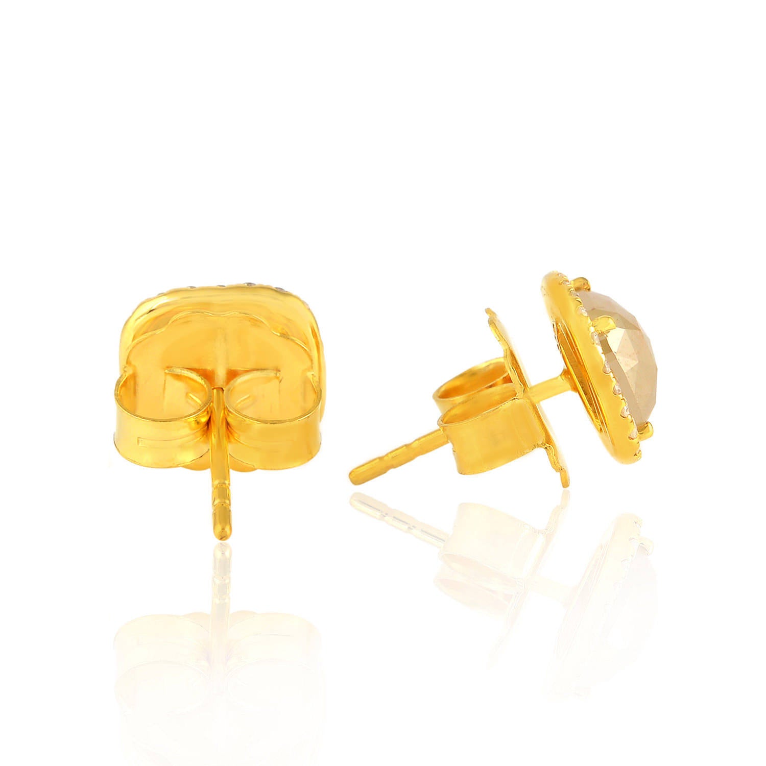 18K Yellow Gold Prong Ice Diamond Minimal Stud Earrings for Women - Elegant Everyday Jewelry Gift for Her, Perfect for Work, Date Night & Special Occasions