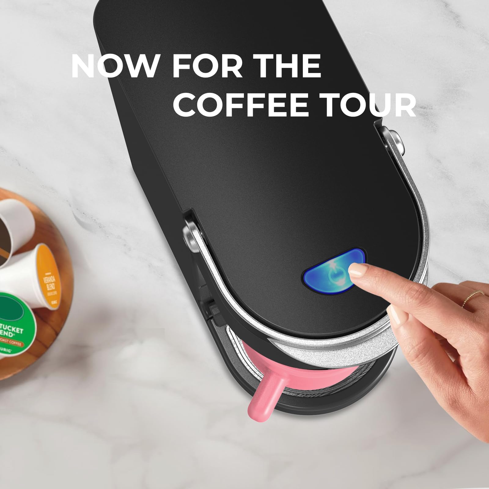 CHULUX Slim Single Serve Coffee Maker for K-Cups - Compact One Cup Coffee Machine Fits 7.3