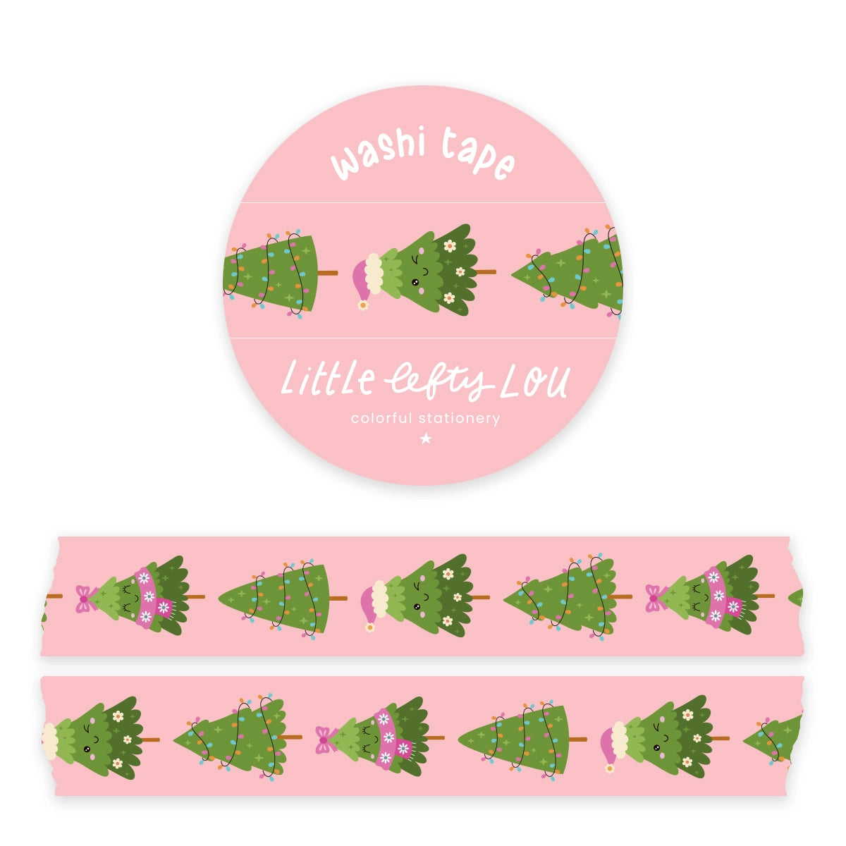 Christmas Trees Vertical Washi Tape - Decorative Japanese Paper Tape for Scrapbooking, Journaling, Bullet Journals & Holiday Crafts - Perfect for DIY Gift Wrapping, Card Making & Planner Decorations