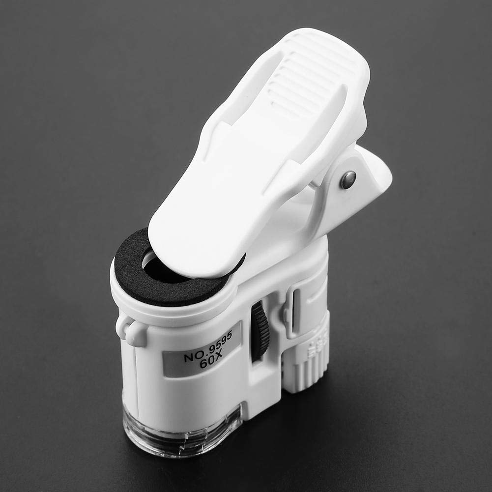 Mini Mobile Phone Microscope with LED UV Light - Adjustable Focusing Clip-On Magnifier for Jewelry, Antique & Currency Inspection - Perfect for Coin Collectors, Gem Appraisers & Hobbyists