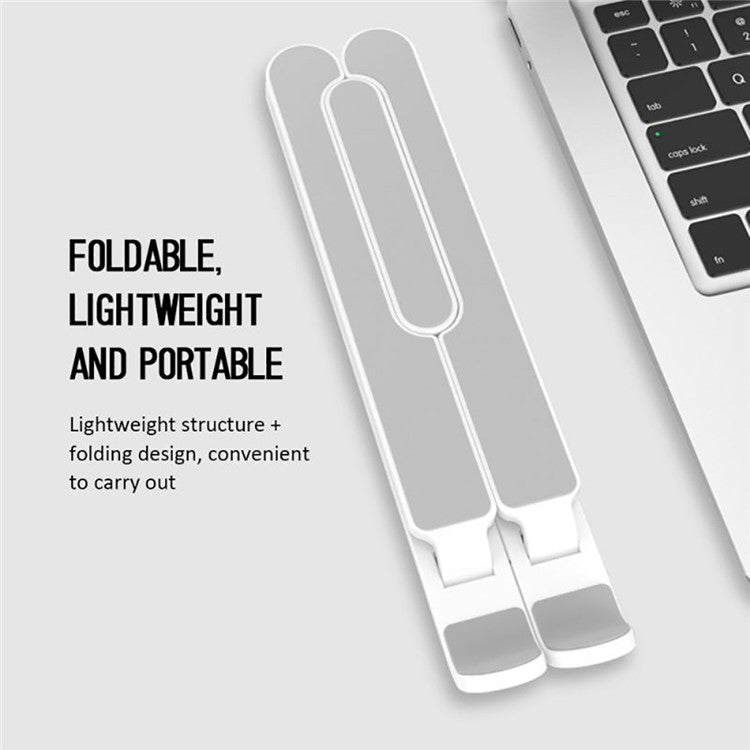 Foldable Laptop Stand - Adjustable Height ABS Computer Holder with Non-Slip Base - Ergonomic White Notebook Stand for MacBook, Dell, HP (Perfect for Office, Home & Travel Use)