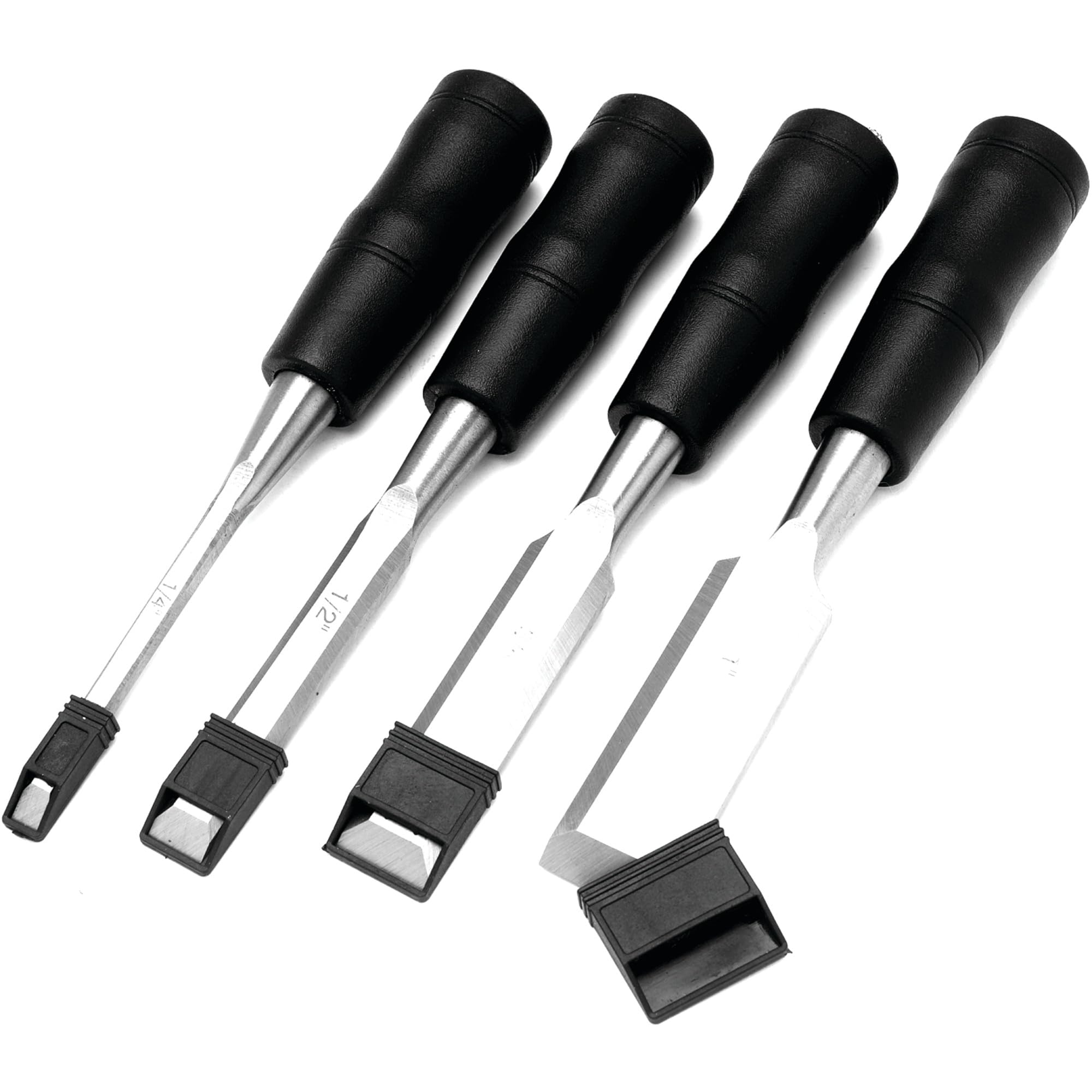 Performance Tool 1924 4-Piece Wood Chisel Set - High-Quality Woodworking Tools for Carving, Shaping & DIY Projects - Perfect for Carpentry, Furniture Making & Home Improvement
