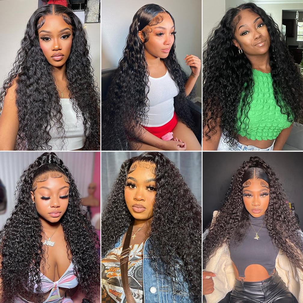 Borchan Brazilian Water Wave 4 Bundles Human Hair Extensions - 20 22 24 26 Inch Natural Black Curly Hair Weave for Black Women | Perfect for Daily Wear, Parties & Special Occasions