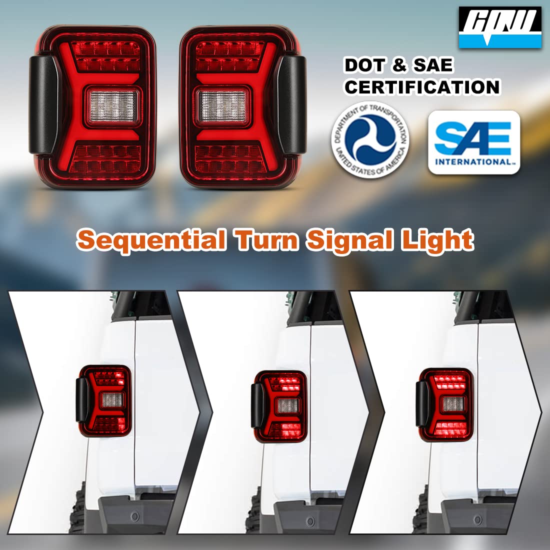 Premium LED Tail Lights Assembly for 2019-2025 Jeep Gladiator JT - Full LED Functional Rear Lamp Replacement with Sequential Turn Signal (Black Housing Red Lens) - Perfect for Off-Roading & Night Driving Safety