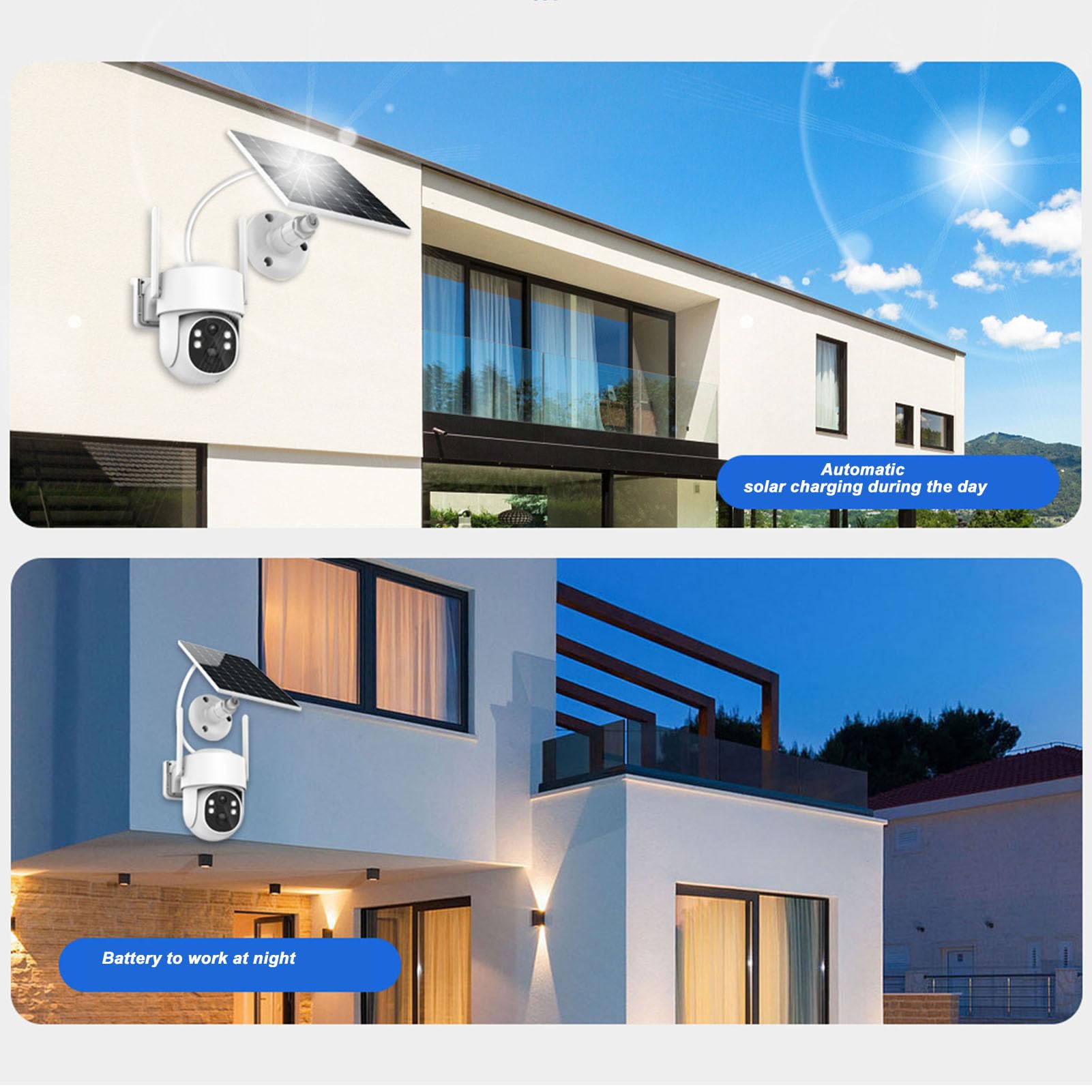 Gearwell Solar Security Camera Wireless Outdoor, WiFi Solar Panel Surveillance Camera with Night Vision & IP66 Waterproof - Ideal for Home, Yard, and Business Security Monitoring