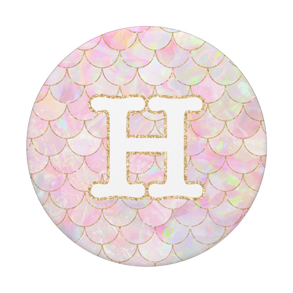 White Initial Letter H Pink Mermaid Scales Girls Necklace - Personalized Name Jewelry Gift for Women & Teens - Perfect for Birthdays, Prom, Valentine's Day & Everyday Wear