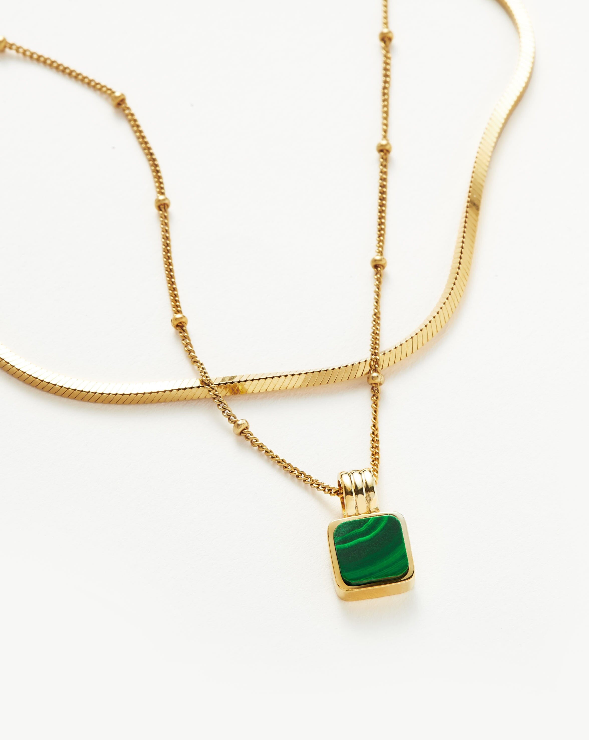 Iconic Lucy Williams Malachite Necklace Set - 18k Gold Vermeil & Genuine Malachite Gemstone Jewelry for Women | Elegant Gift for Birthday, Anniversary & Special Occasions