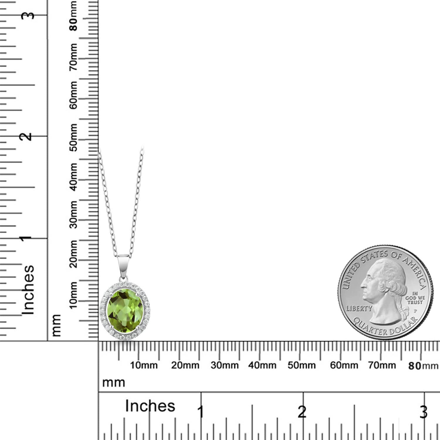 Gem Stone King 925 Sterling Silver 11X9MM Oval Gemstone Birthstone & White Moissanite Halo Pendant Necklace for Women | 18