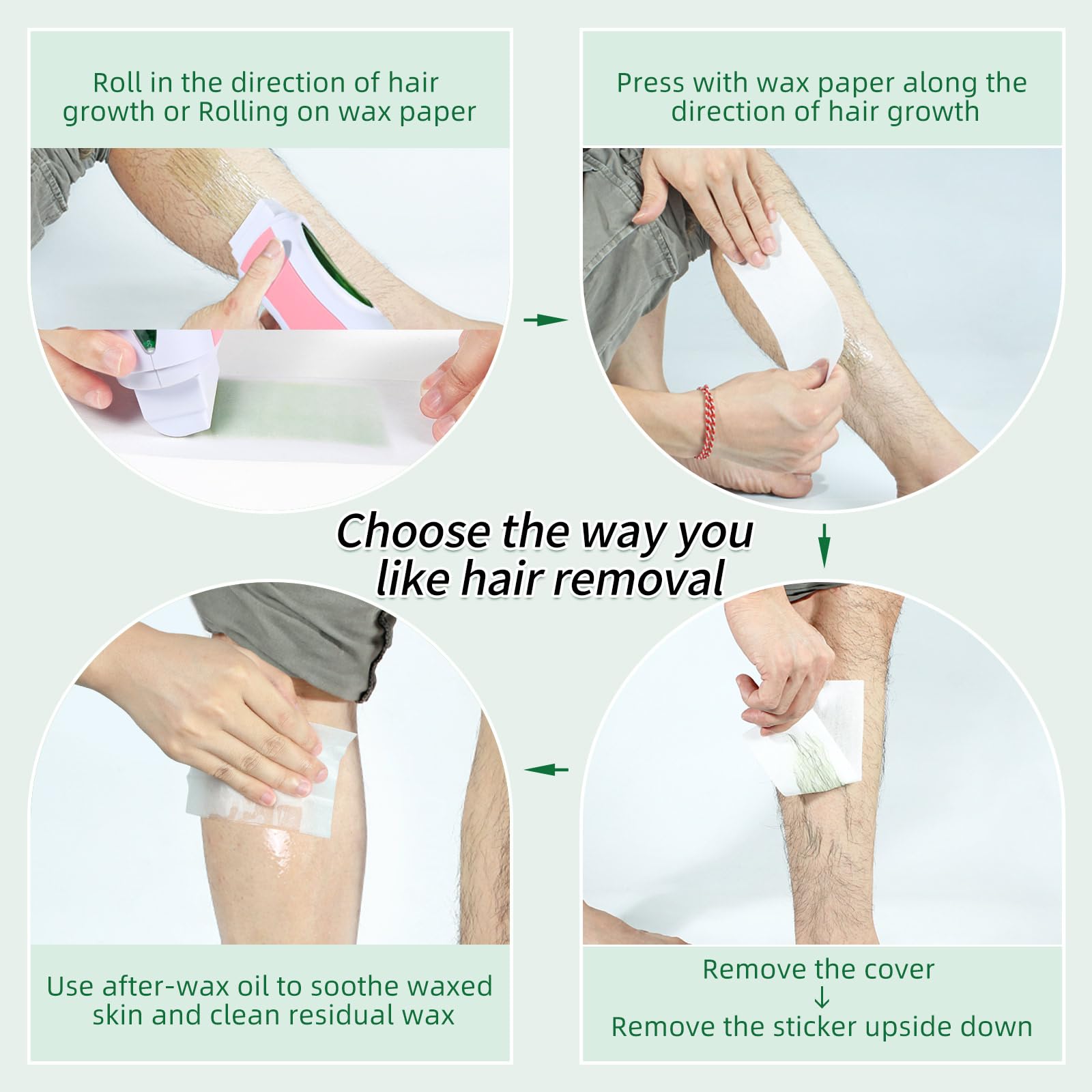 Aloe Roll-On Waxing Kit for Sensitive Skin - Hair Removal Wax Warmer for Arms, Legs & Body - At-Home Waxing Kit for Women & Men - Perfect for DIY Spa Days & Smooth Skin Care