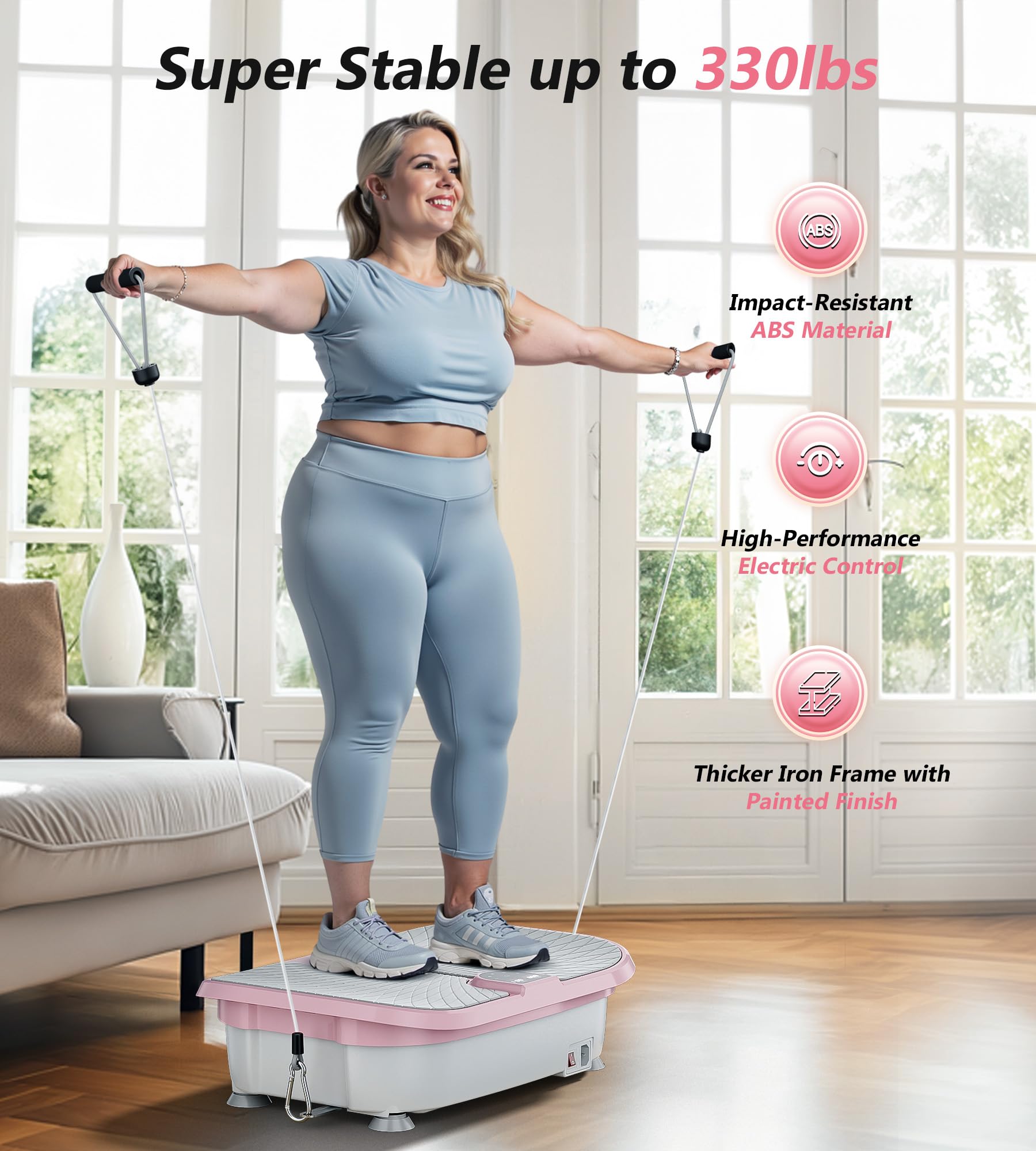 Vibration Plate Exercise Machine for Weight Loss & Muscle Toning - Power Plate Platform with Resistance Bands for Lymphatic Drainage, Recovery & Home Workouts - Perfect for Fitness, Rehab & Relaxation