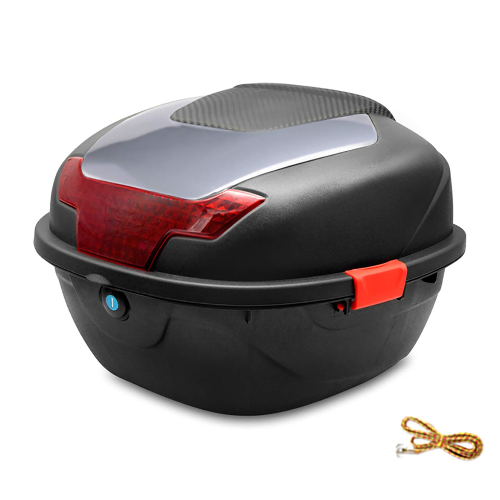 Universal Motorcycle Rear Top Box - Lockable Hard Storage Case for Moped & Motorbike Luggage, Helmet & Accessories - Waterproof Rear Trunk Carrier for Commuting, Travel & Daily Use