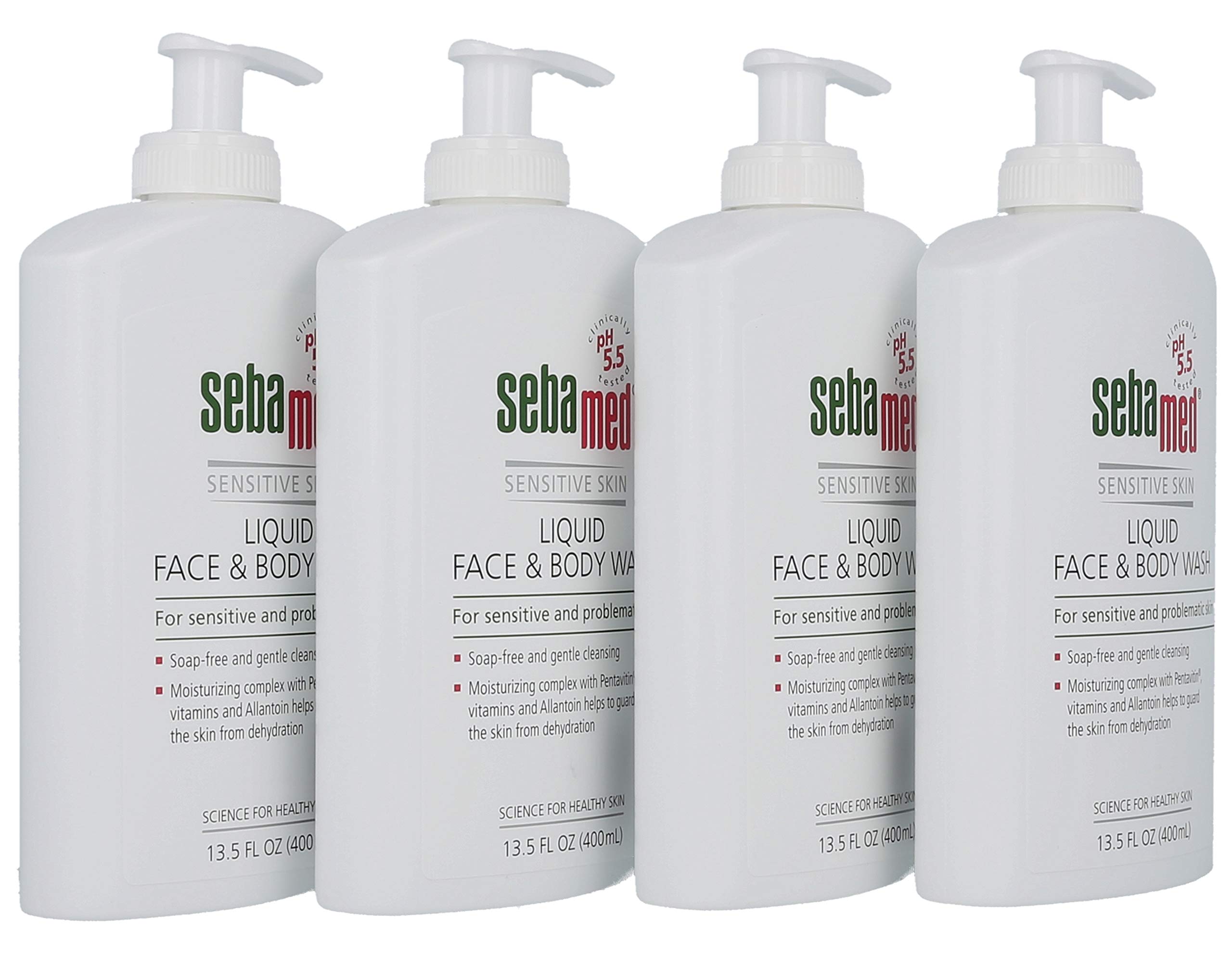 Sebamed Ultra Mild Liquid Face & Body Wash - Gentle Hydrating Cleanser for Normal & Sensitive Skin - 13.5 fl oz (Pack of 4) - Perfect for Daily Shower & Skincare Routine